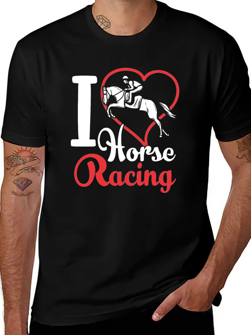 I Love Horse Racing Race Horses Racer Casual Graphic T-Shirt – Simple And Comfortable Daily Wear