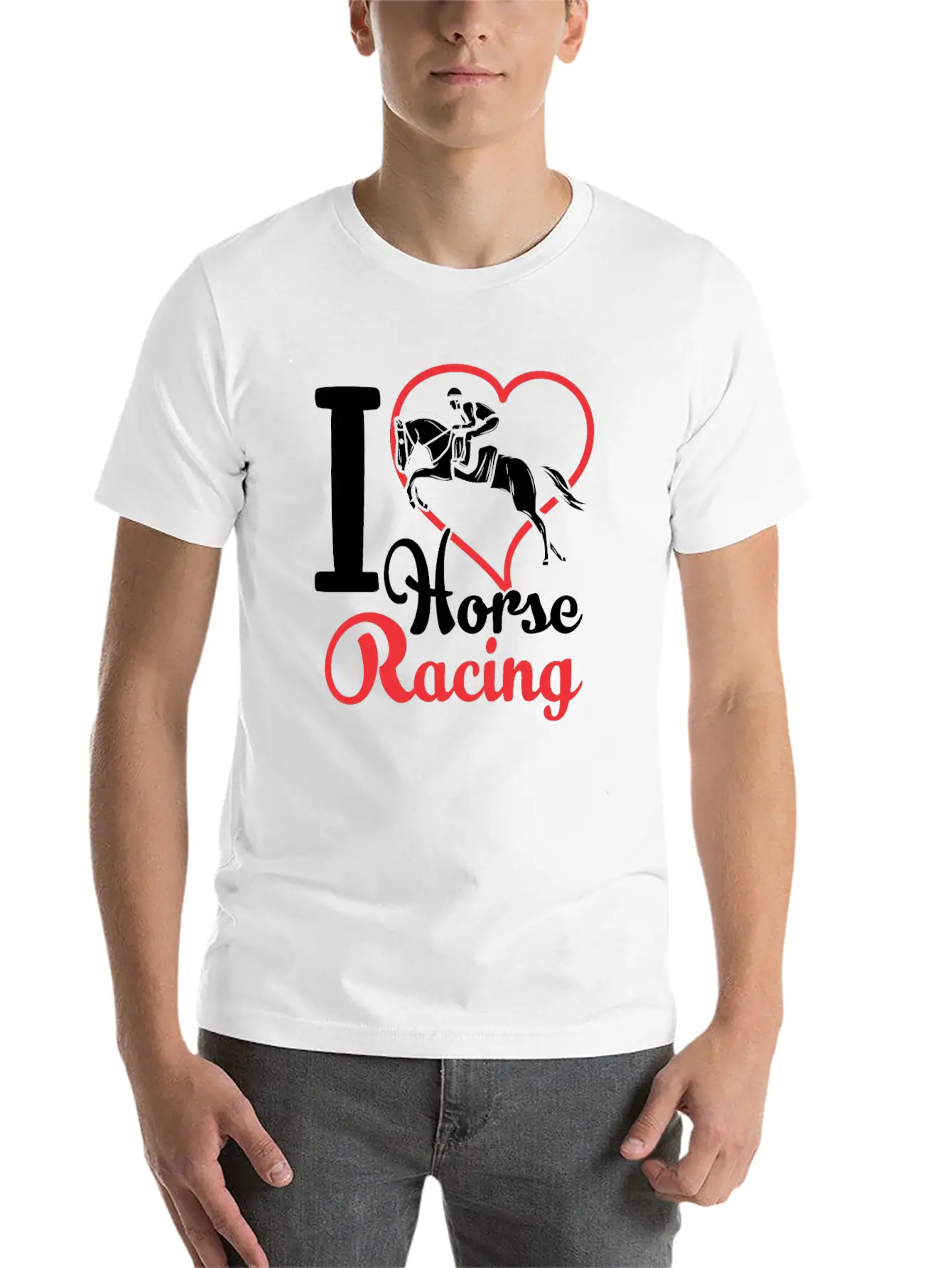 I Love Horse Racing Race Horses Racer Casual Graphic T-Shirt – Simple And Comfortable Daily Wear