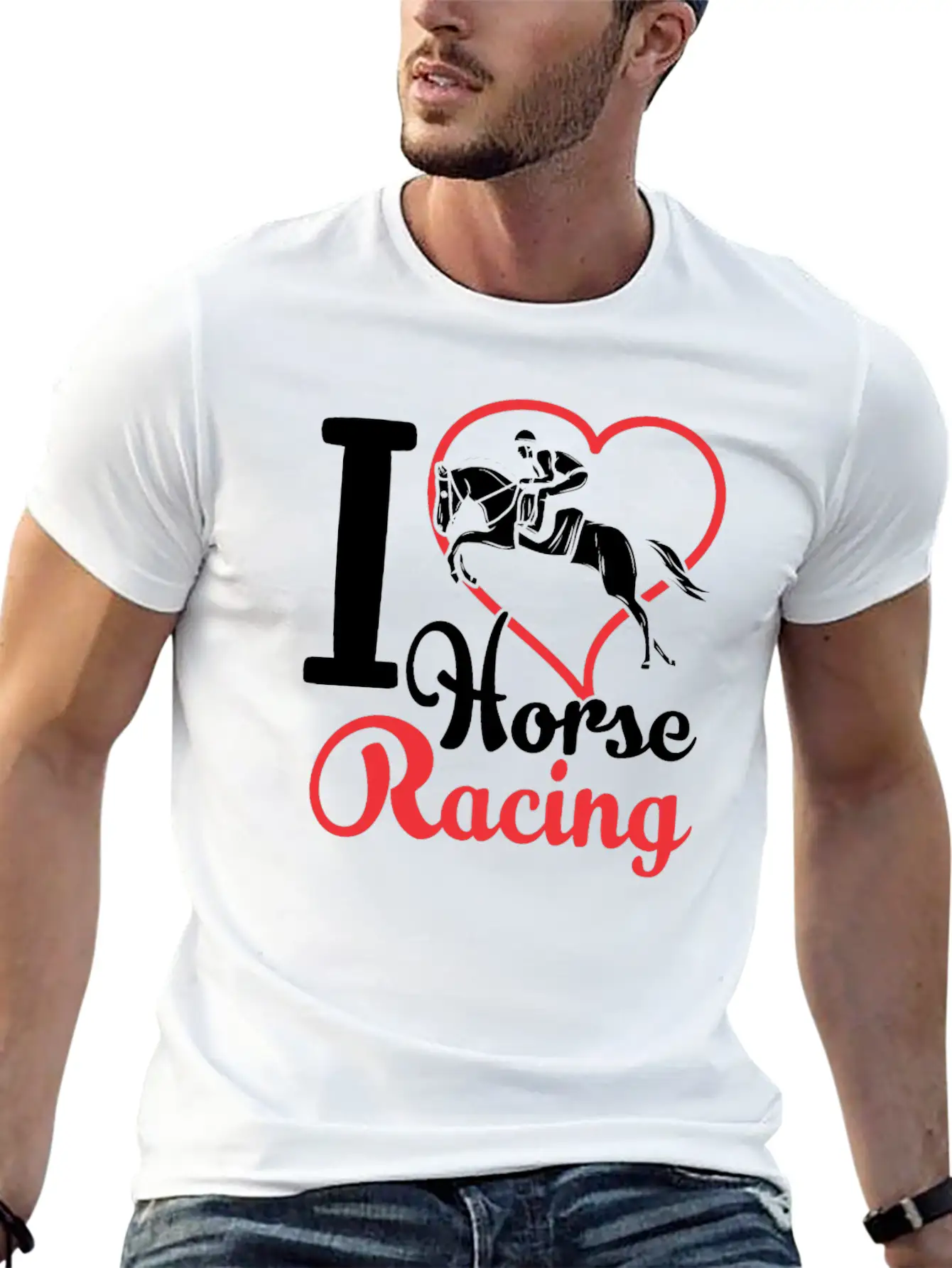 I Love Horse Racing Race Horses Racer Casual Graphic T-Shirt – Simple And Comfortable Daily Wear