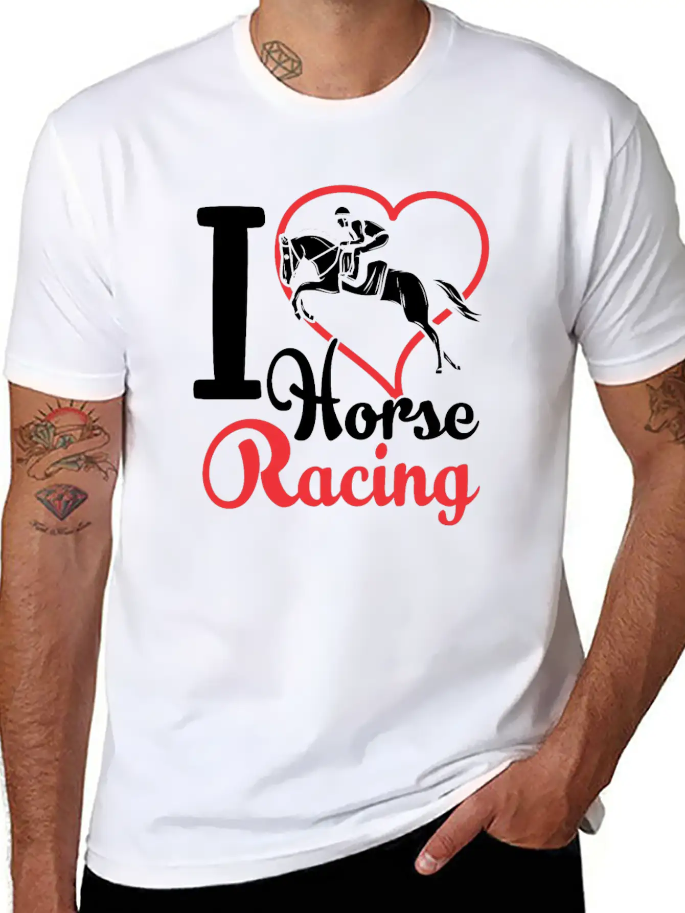 I Love Horse Racing Race Horses Racer Casual Graphic T-Shirt – Simple And Comfortable Daily Wear