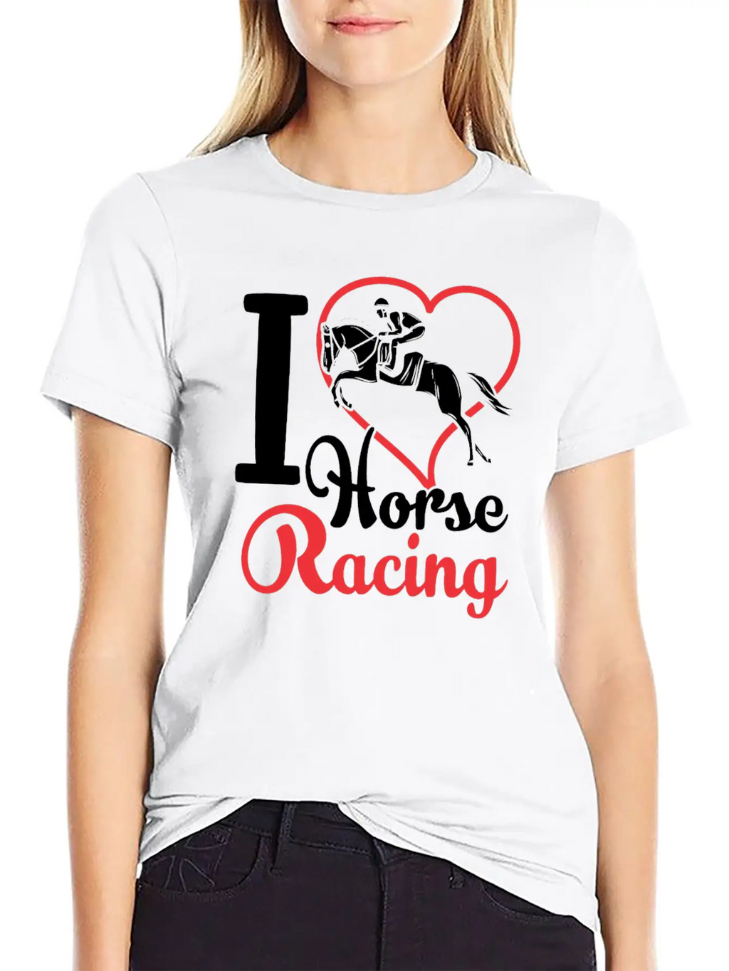 I Love Horse Racing Race Horses Racer Casual Graphic T-Shirt – Simple And Comfortable Daily Wear