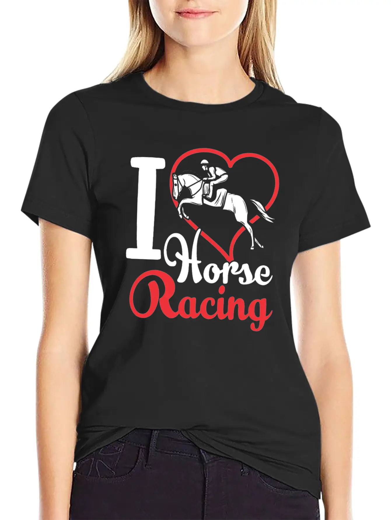 I Love Horse Racing Race Horses Racer Casual Graphic T-Shirt – Simple And Comfortable Daily Wear