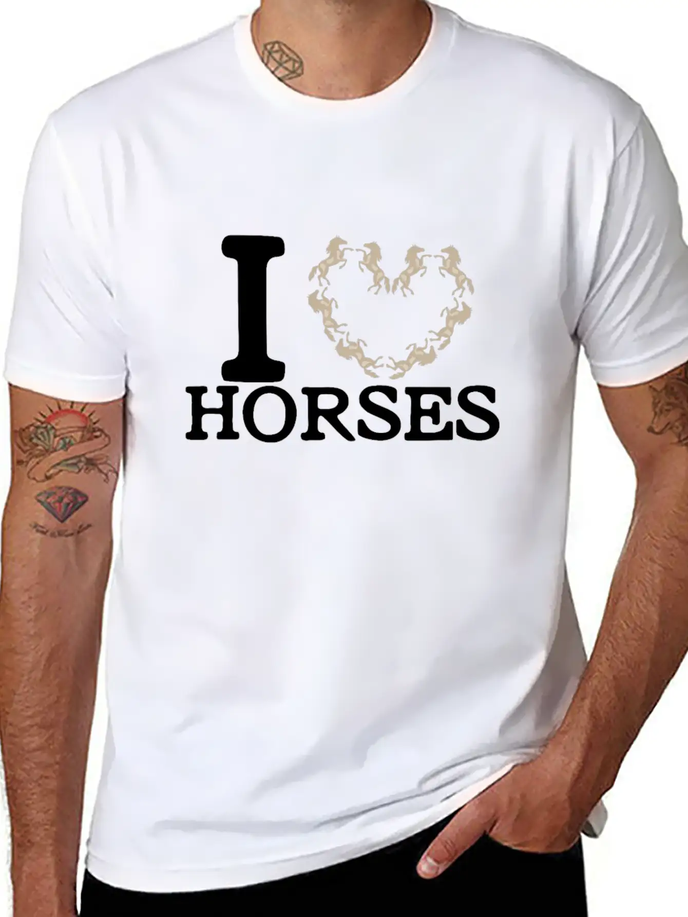 I Love Horses Unisex Casual T-Shirt – Clean Design For Daily Comfort