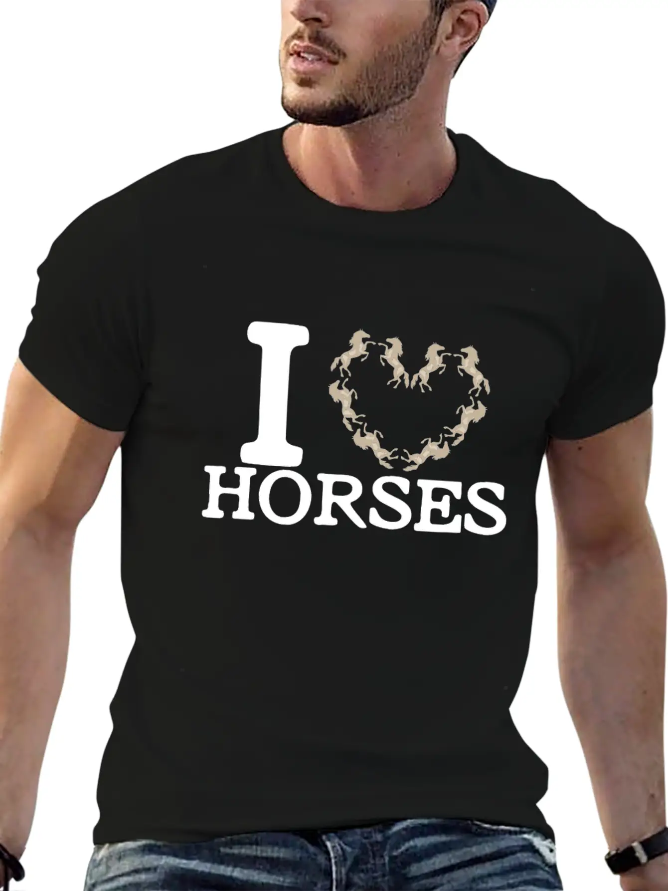 I Love Horses Unisex Casual T-Shirt – Clean Design For Daily Comfort
