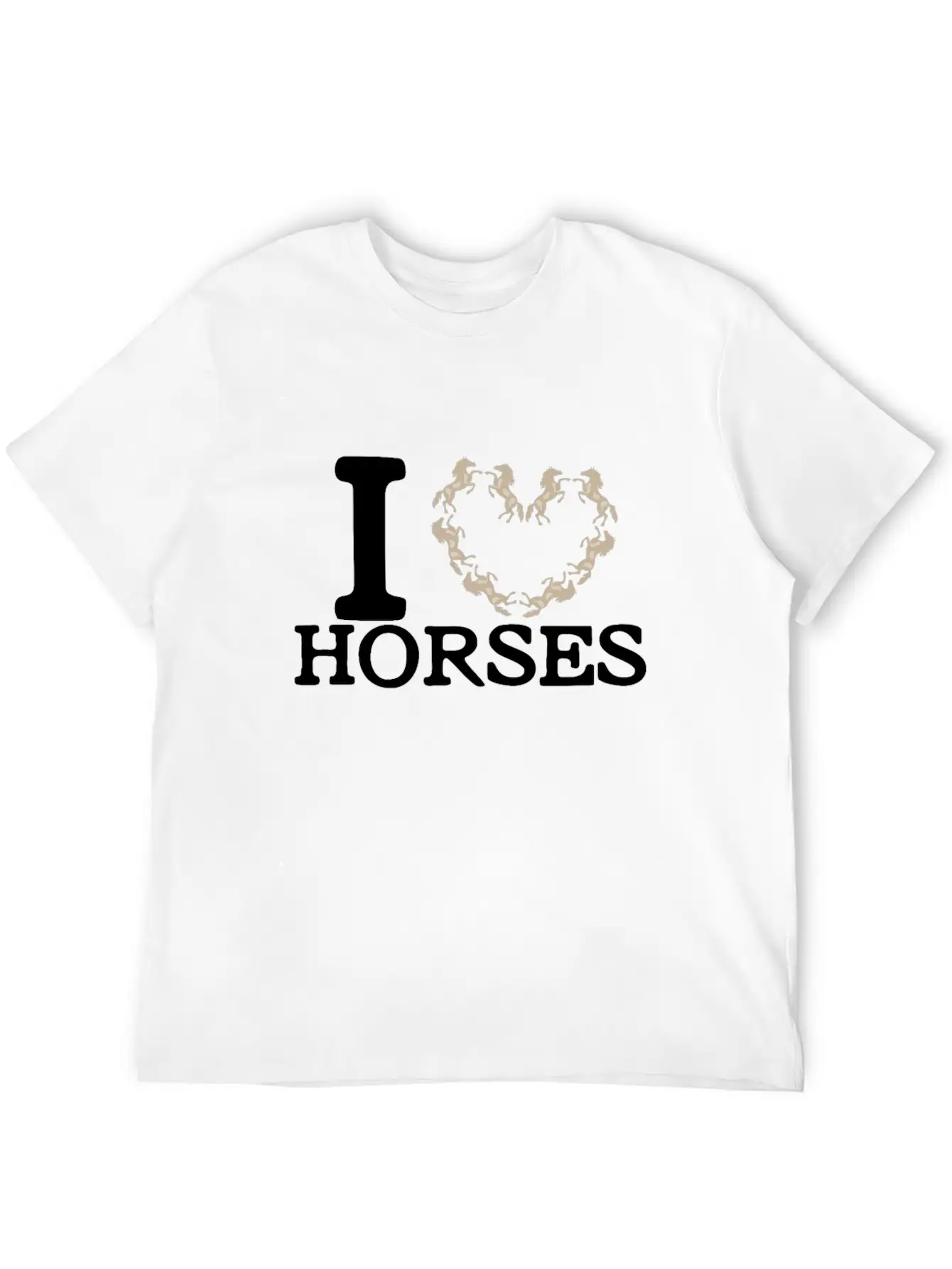 I Love Horses Unisex Short Sleeve Soft Cotton T-Shirt – Casual Everyday Wear