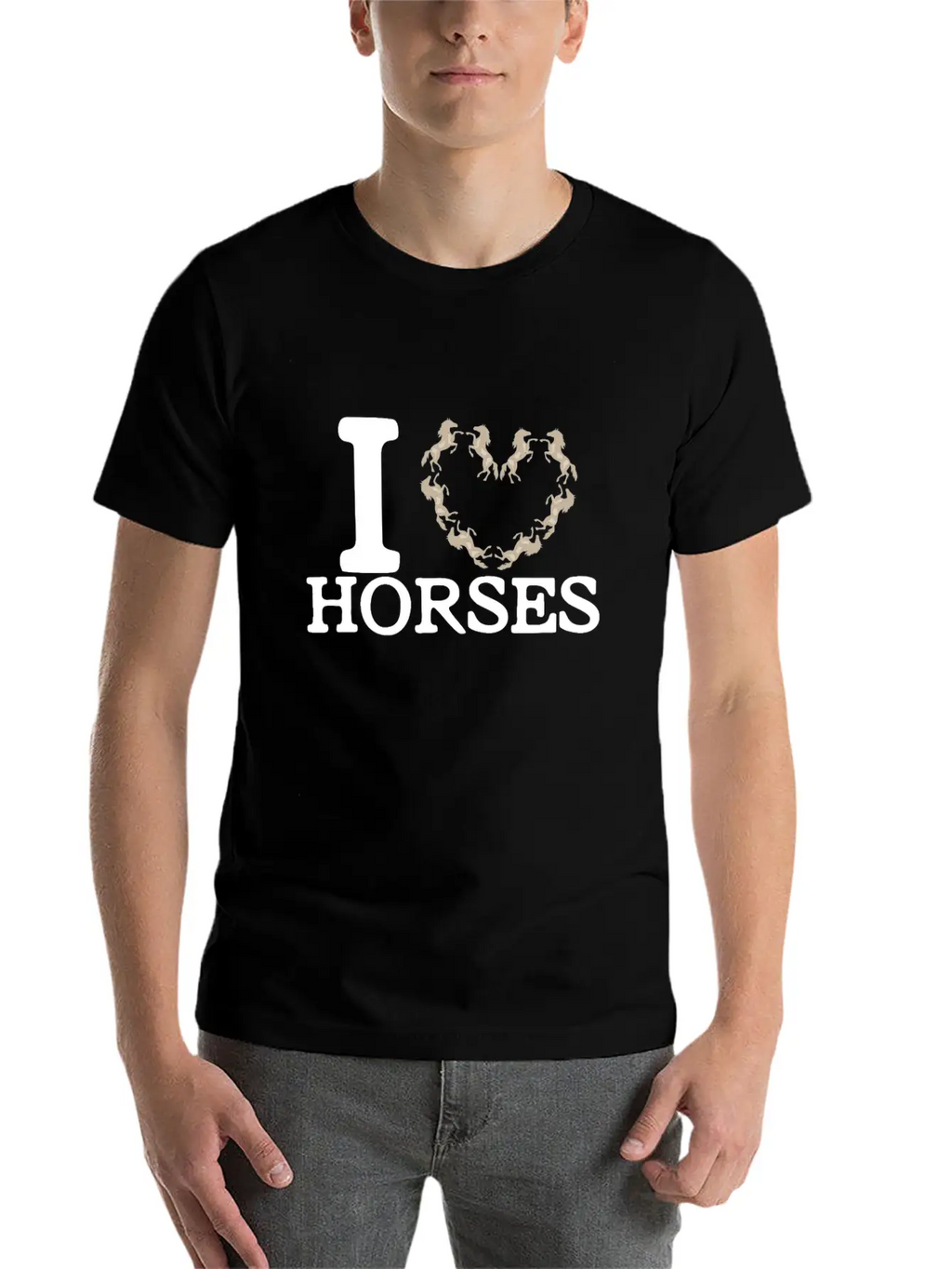I Love Horses Unisex Short Sleeve Soft Cotton T-Shirt – Casual Everyday Wear