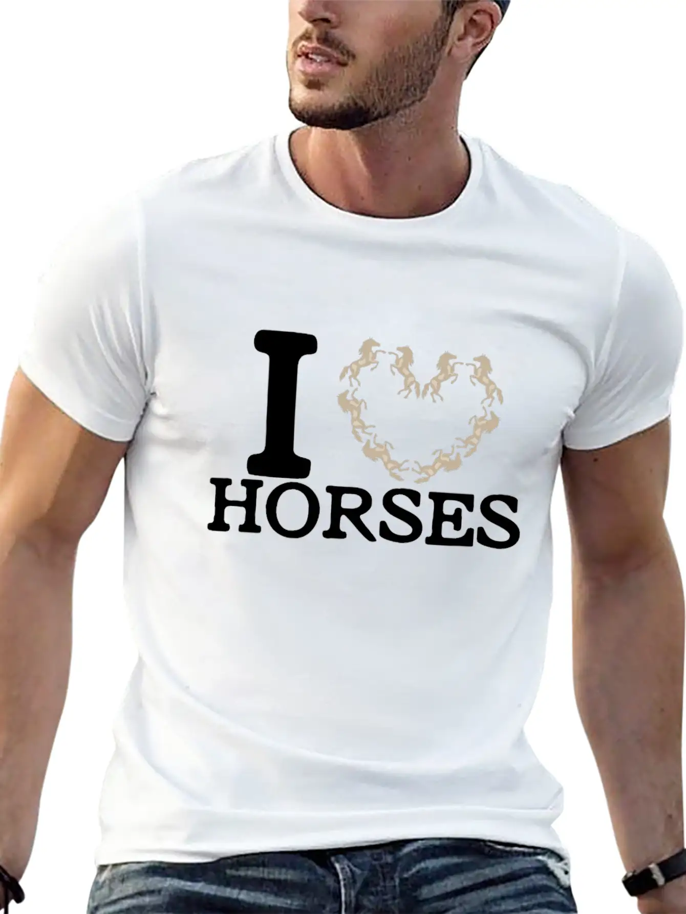 I Love Horses Unisex Short Sleeve Soft Cotton T-Shirt – Casual Everyday Wear