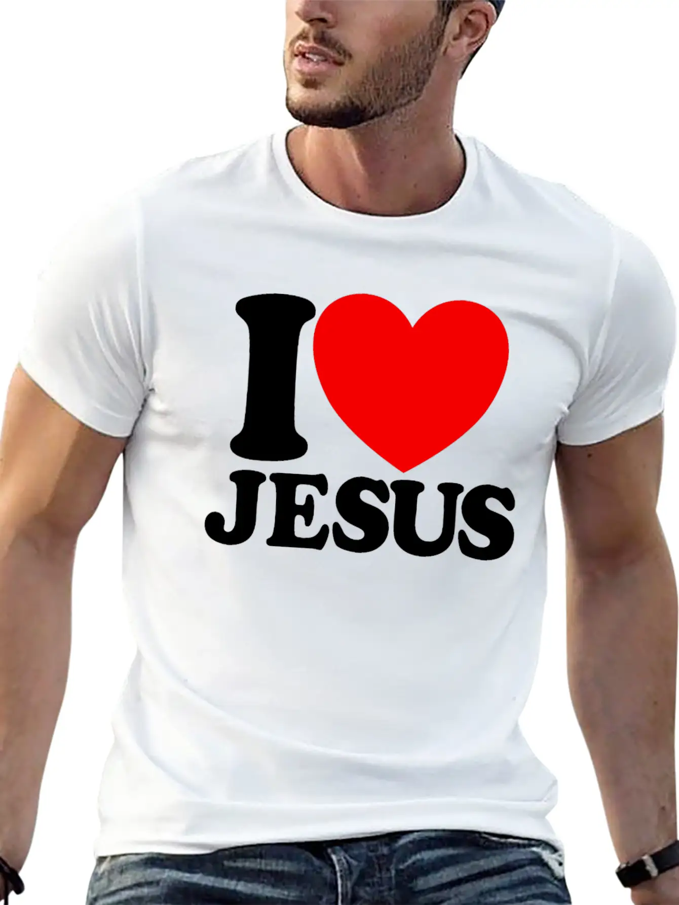 I Love Jesus Christian Faith Church Bible Jesusvac Breathable Graphic T-Shirt – Perfect For Casual Days