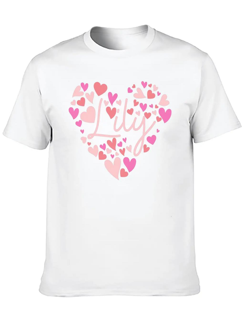 I Love Lily Hearts In Green Unisex Short Sleeve Soft Cotton T-Shirt – Casual Everyday Wear