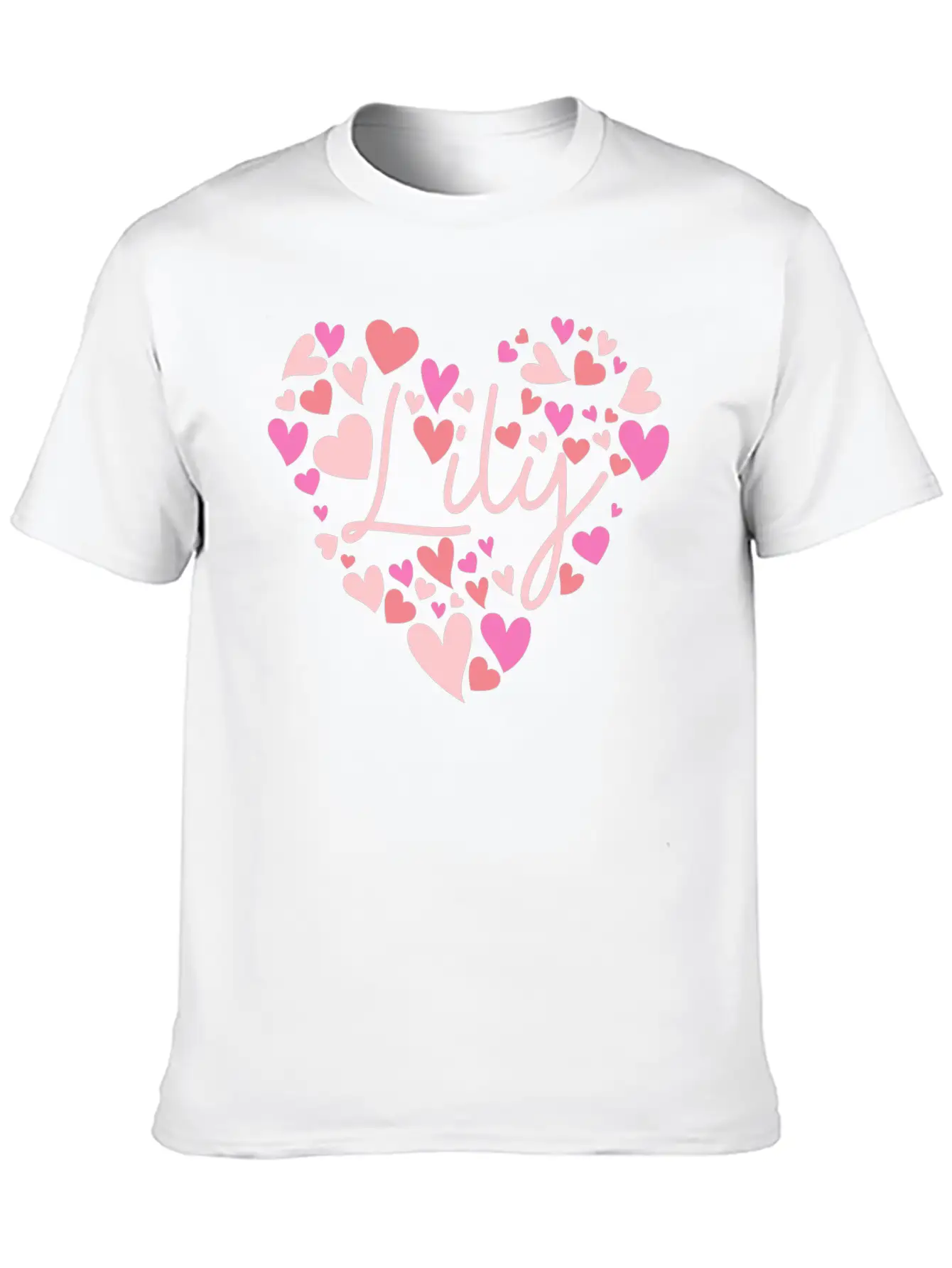 I Love Lily Hearts In Green Unisex Short Sleeve Soft Cotton T-Shirt – Casual Everyday Wear