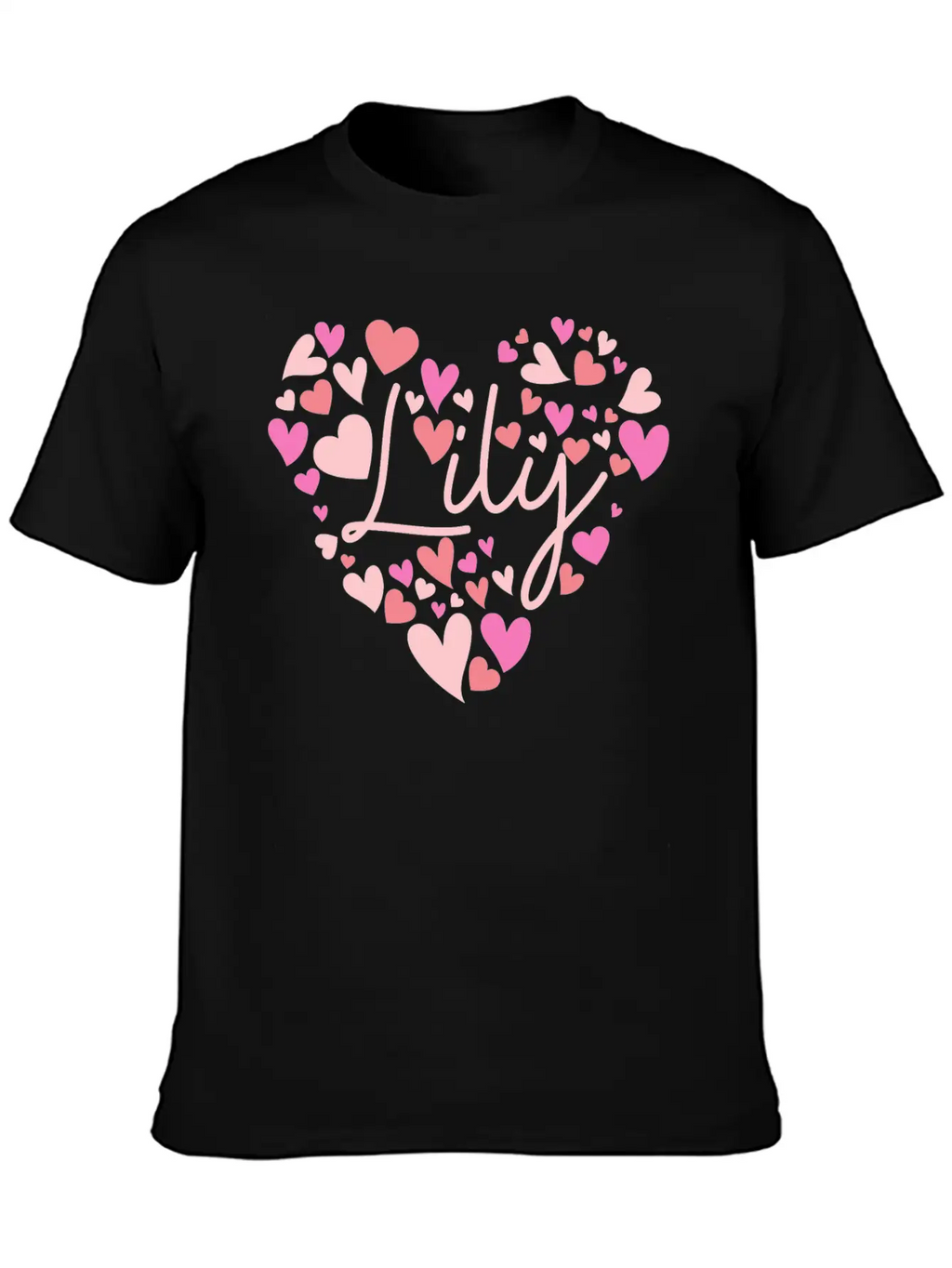 I Love Lily Hearts In Green Unisex Short Sleeve Soft Cotton T-Shirt – Casual Everyday Wear