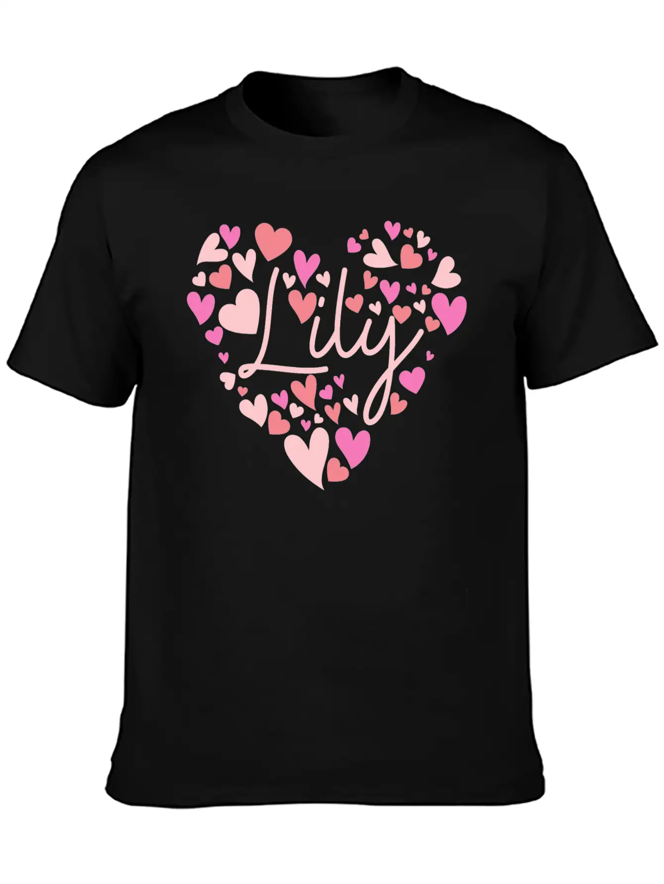 I Love Lily Hearts In Green Unisex Short Sleeve Soft Cotton T-Shirt – Casual Everyday Wear