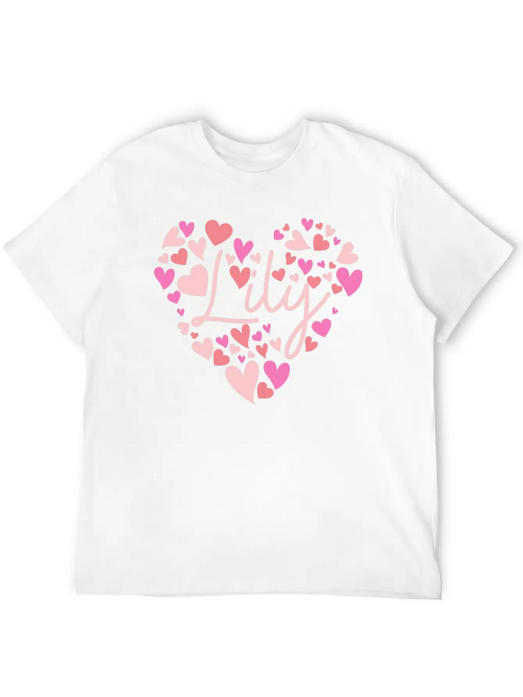 I Love Lily Hearts In Green Unisex Short Sleeve Soft Cotton T-Shirt – Casual Everyday Wear