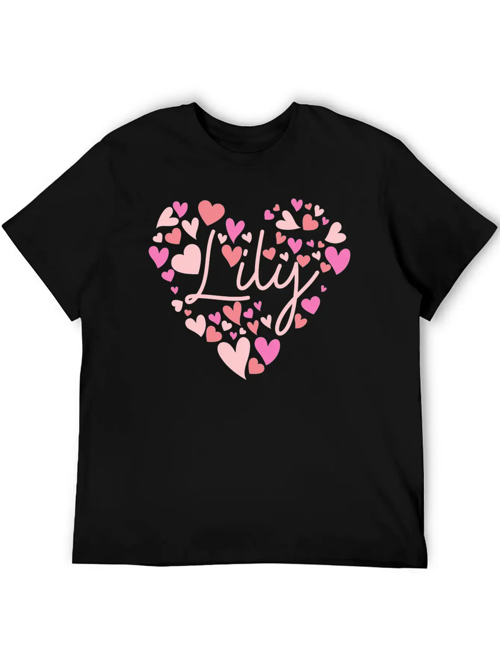 I Love Lily Hearts In Green Unisex Short Sleeve Soft Cotton T-Shirt – Casual Everyday Wear