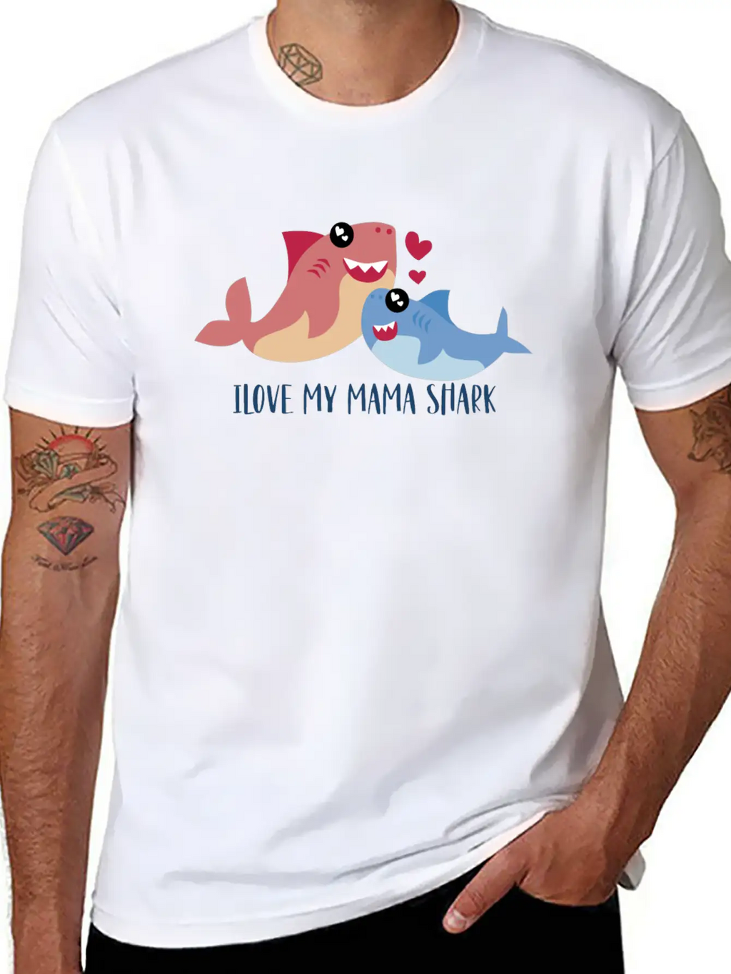 I Love My Mama Shark, Mama Shark, Shark Family Unisex Casual T-Shirt – Clean Design For Daily Comfort