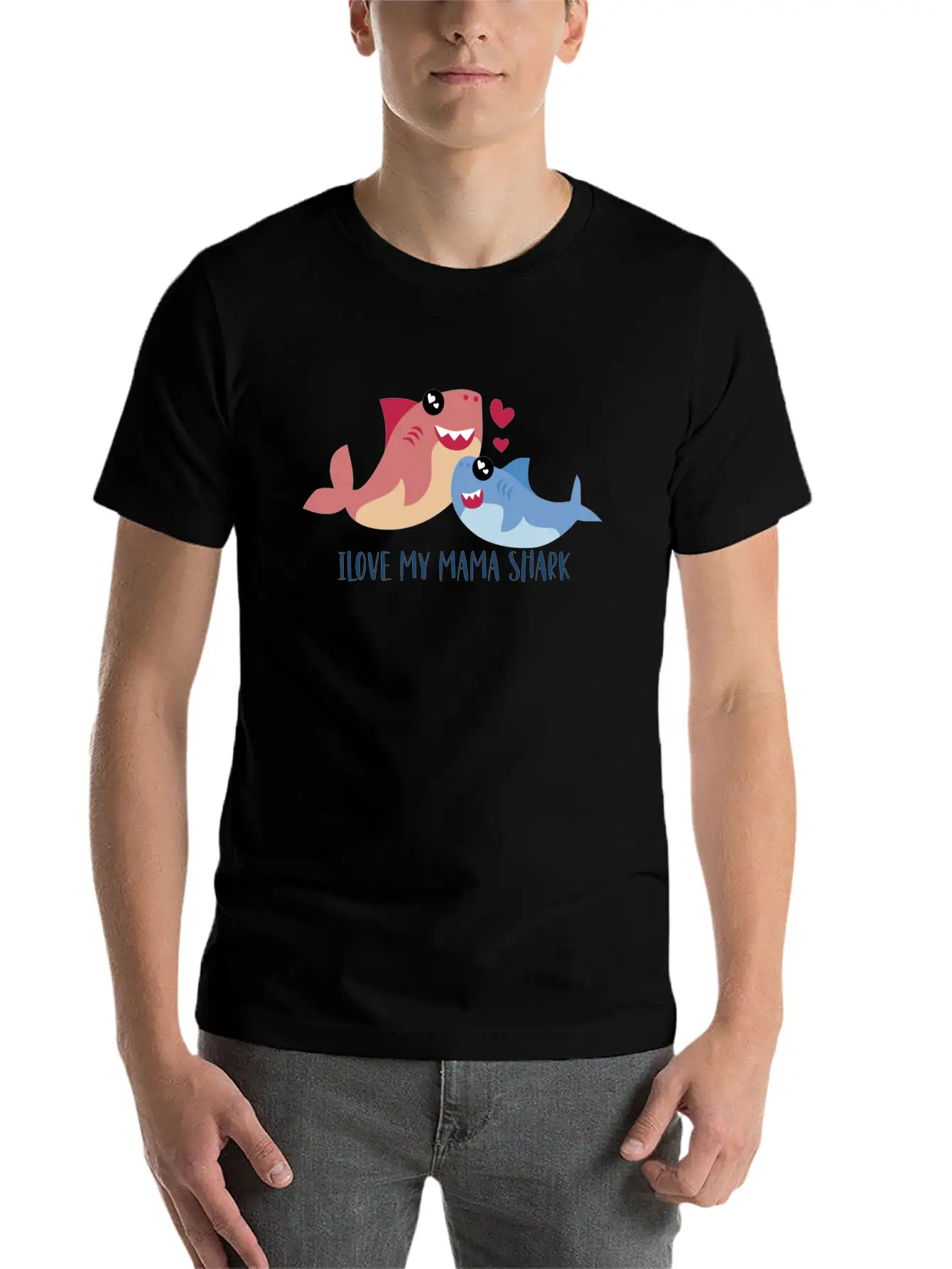 I Love My Mama Shark, Mama Shark, Shark Family Unisex Casual T-Shirt – Clean Design For Daily Comfort
