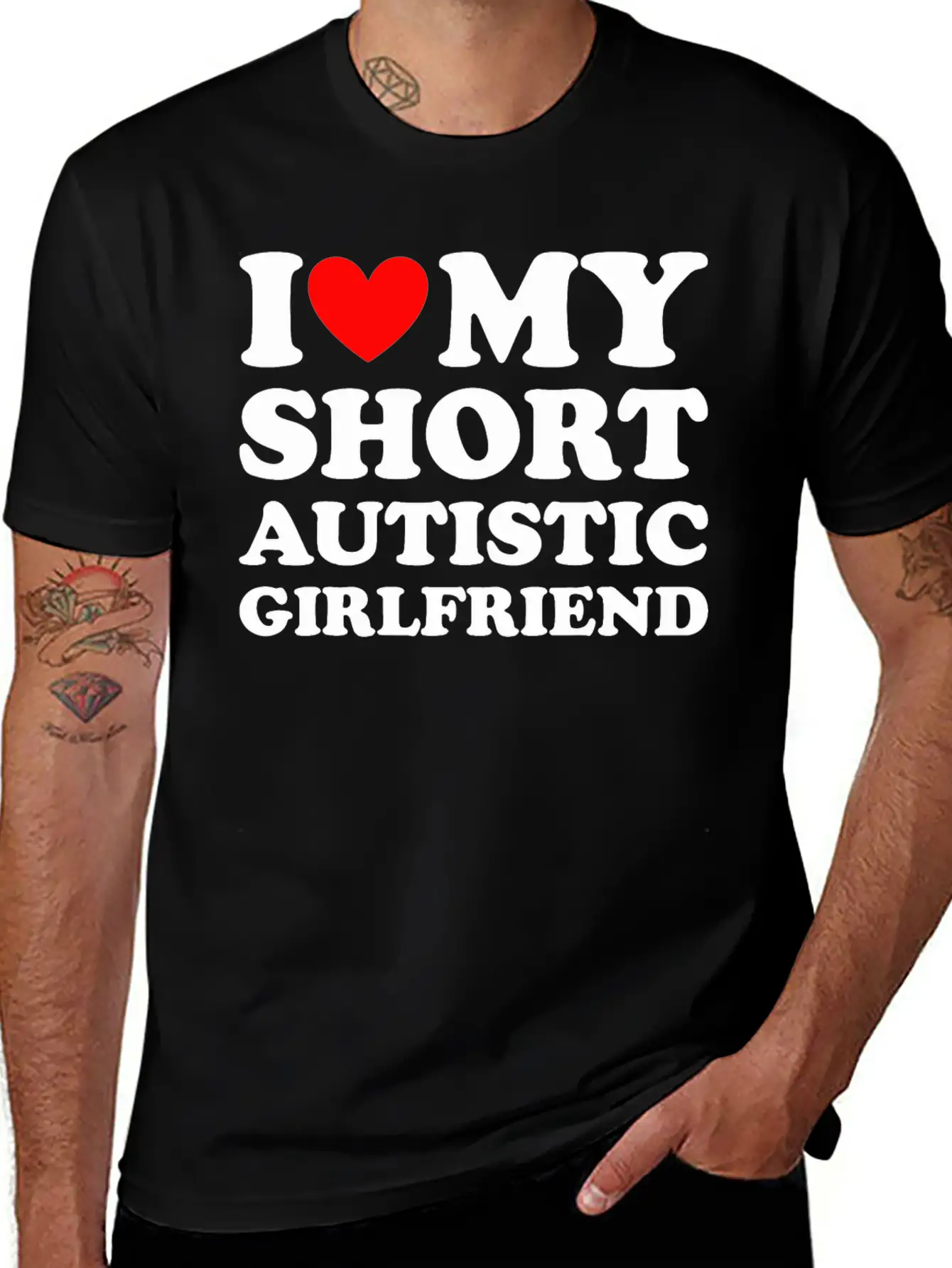 I Love My Short Autistic Girlfriend Breathable Soft Cotton T-Shirt – Timeless Casual Look