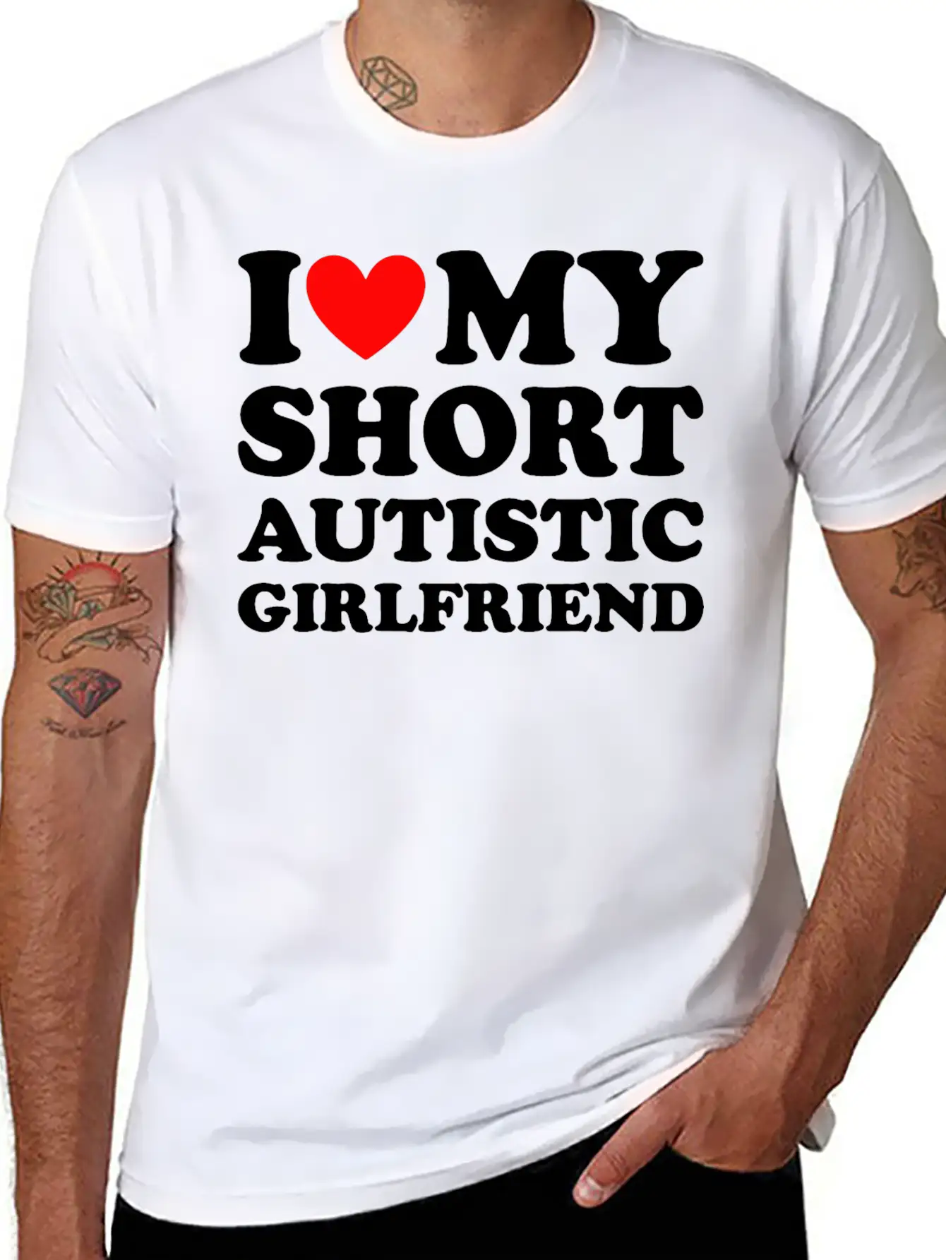 I Love My Short Autistic Girlfriend Breathable Soft Cotton T-Shirt – Timeless Casual Look