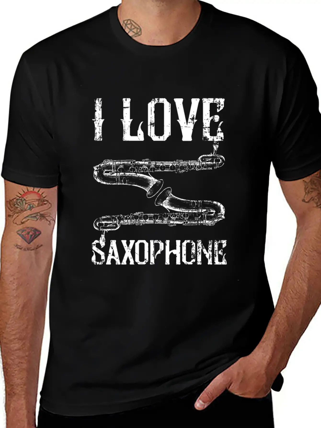 I Love Saxophone Essential Cotton Tee For Daily Outfits – Unisex Style