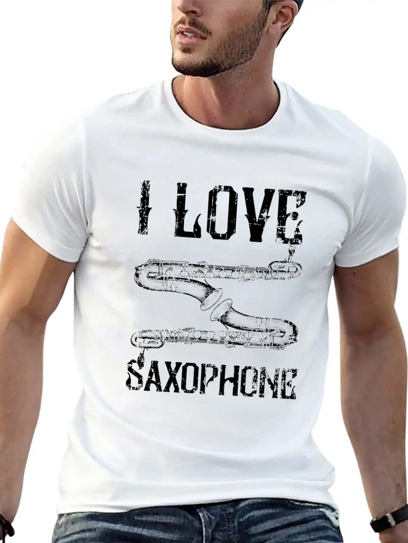 I Love Saxophone Essential Cotton Tee For Daily Outfits – Unisex Style