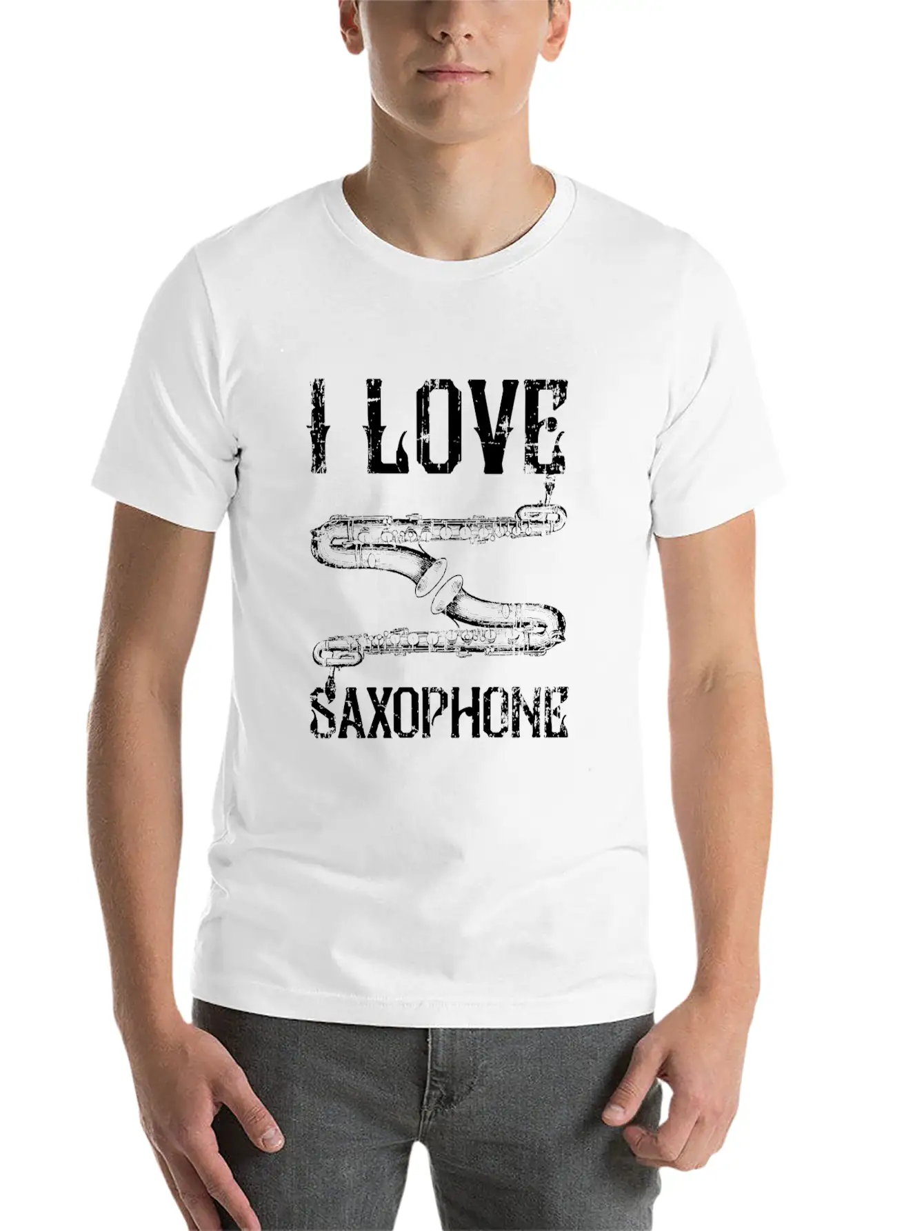 I Love Saxophone Essential Cotton Tee For Daily Outfits – Unisex Style
