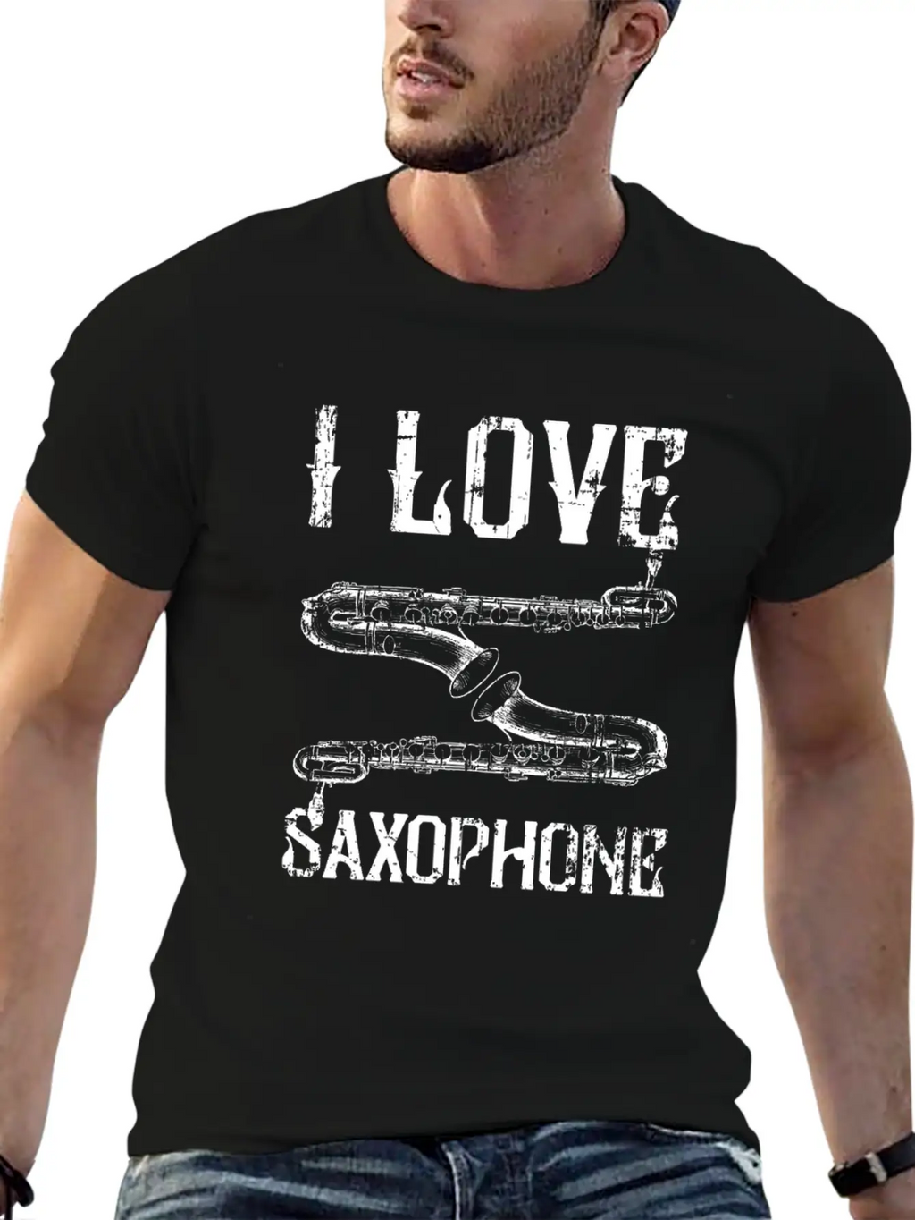 I Love Saxophone Essential Cotton Tee For Daily Outfits – Unisex Style