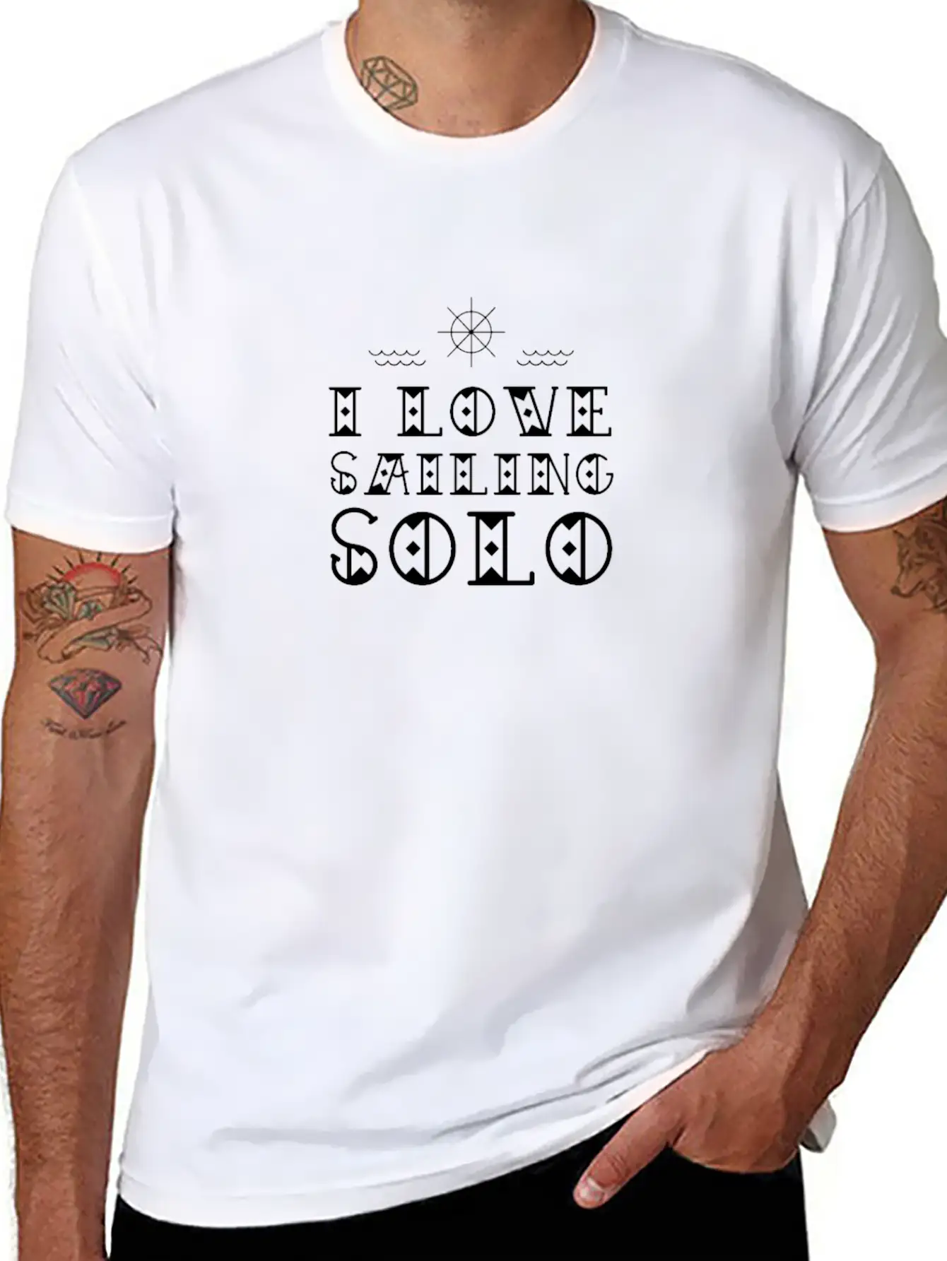 I Love Solo Sailing One Handed Sailor Saiboat Casual Graphic T-Shirt – Simple And Comfortable Daily Wear