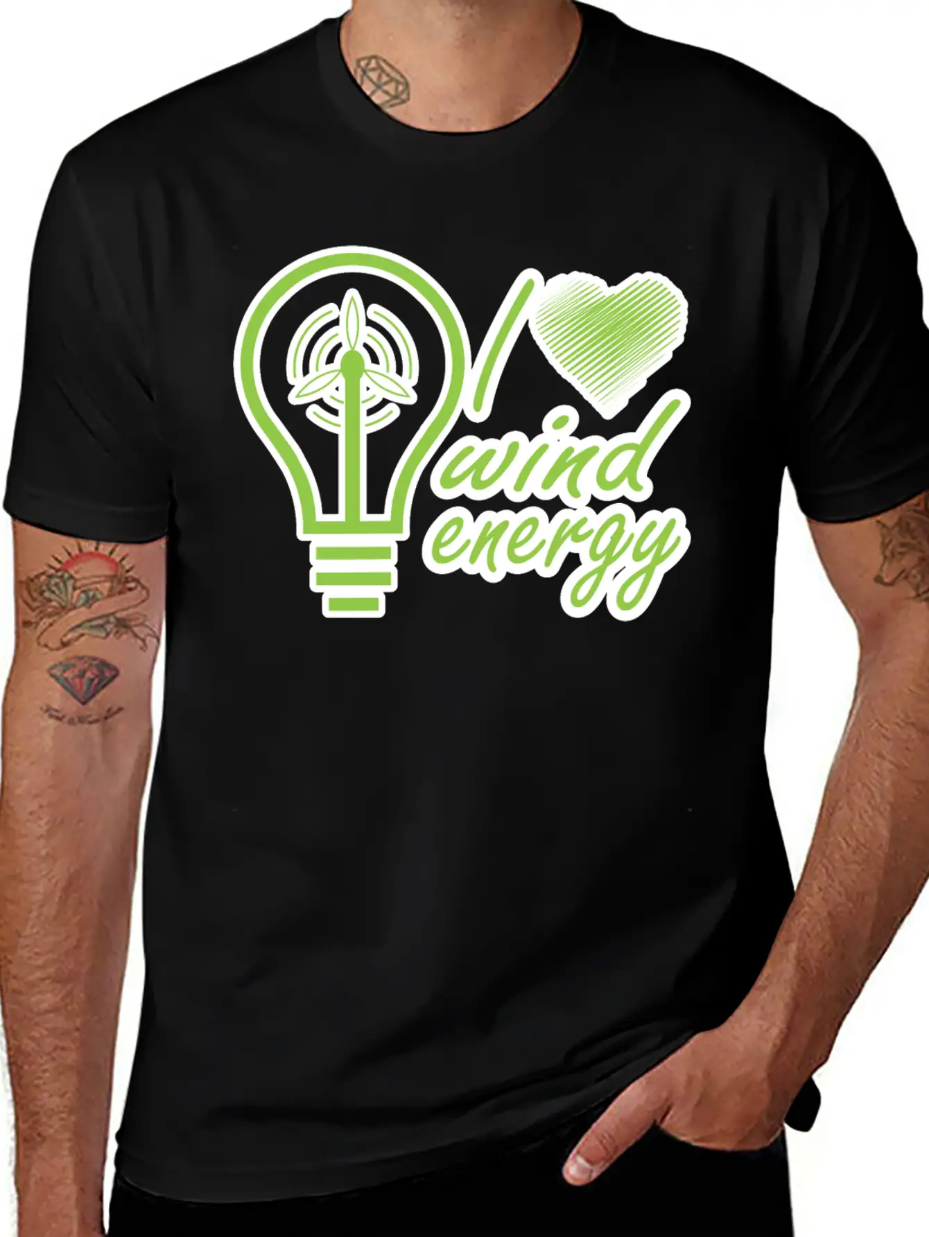 I Love Wind Energy - Renewable Energy Classic Fit Graphic Tee For Daily Comfort – Unisex Cotton Shirt