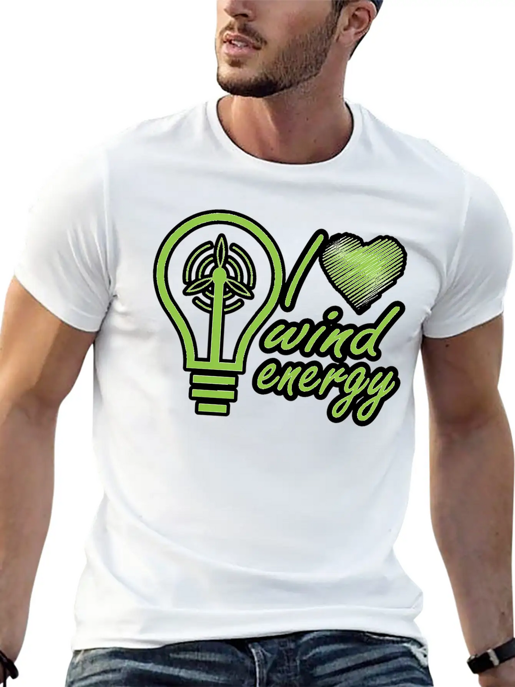I Love Wind Energy - Renewable Energy Classic Fit Graphic Tee For Daily Comfort – Unisex Cotton Shirt