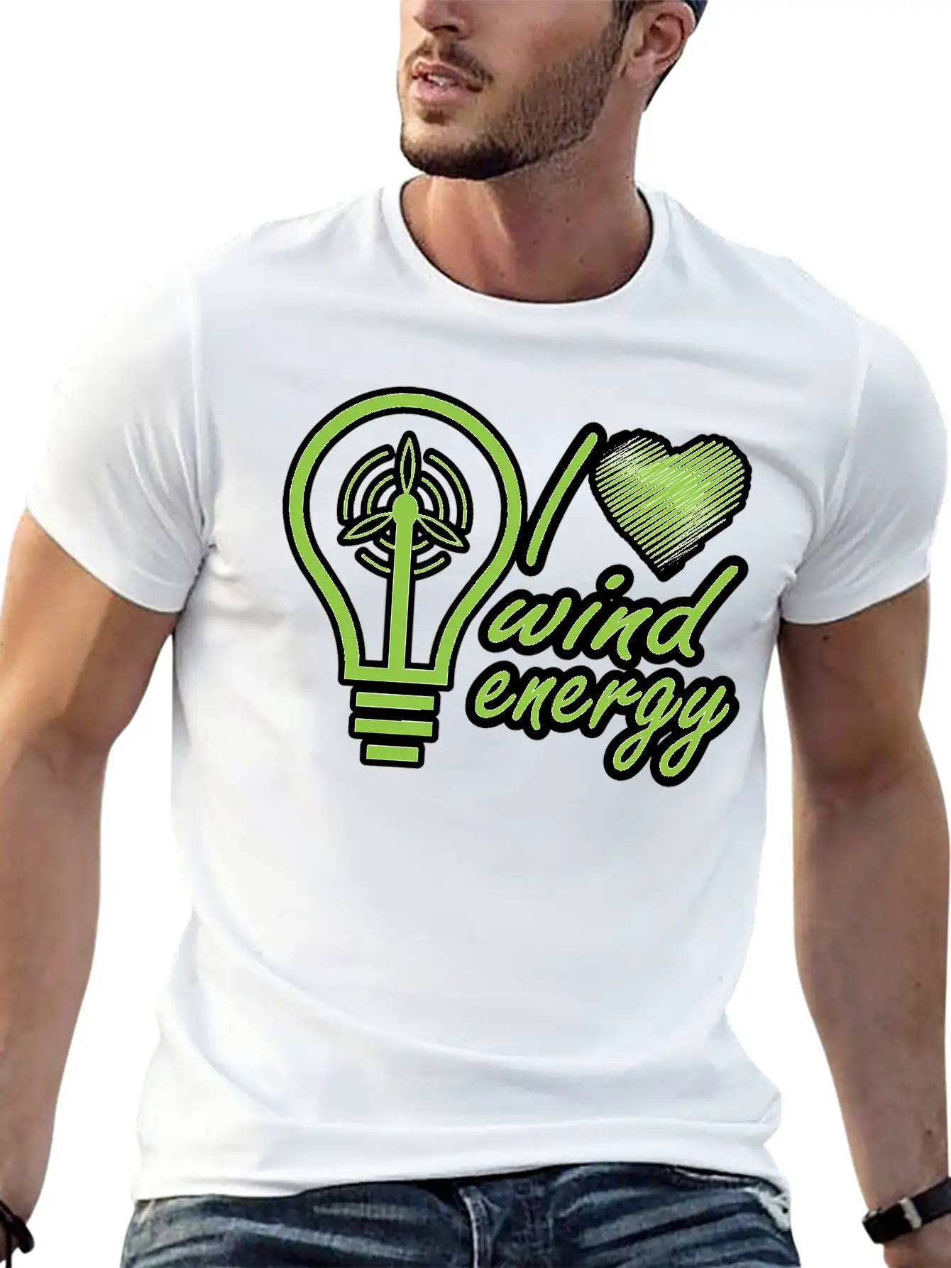 I Love Wind Energy - Renewable Energy Classic Fit Graphic Tee For Daily Comfort – Unisex Cotton Shirt