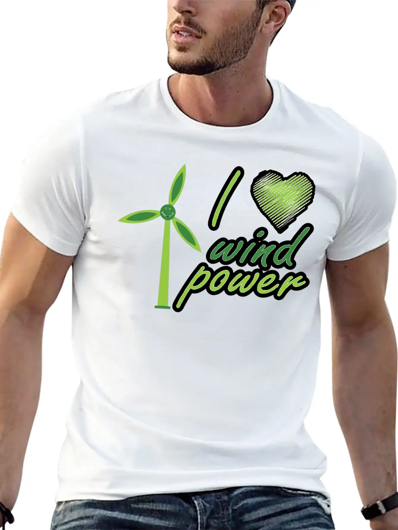 I Love Wind Power Unisex Casual T-Shirt – Clean Design For Daily Comfort