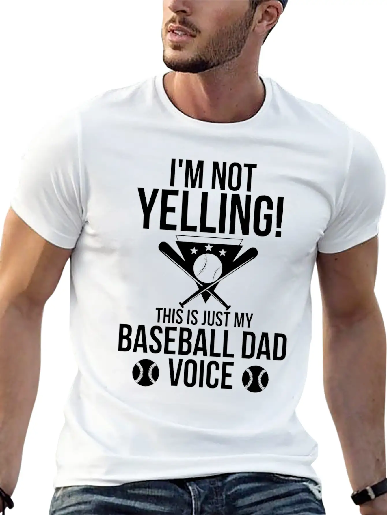 I M Not Yelling This Is Just My Baseball Dad Voice Unisex Casual T-Shirt – Clean Design For Daily Comfort