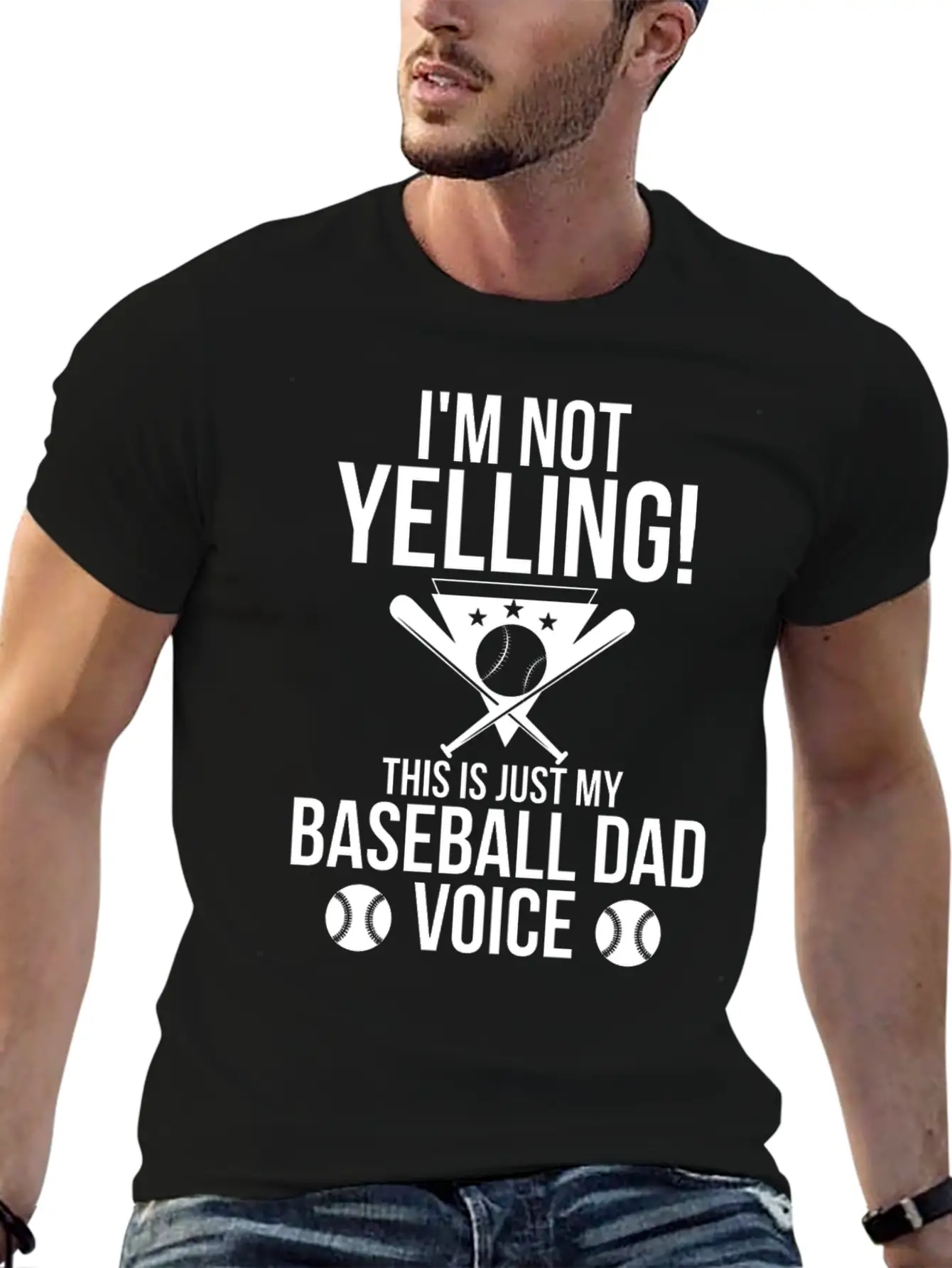I M Not Yelling This Is Just My Baseball Dad Voice Unisex Casual T-Shirt – Clean Design For Daily Comfort