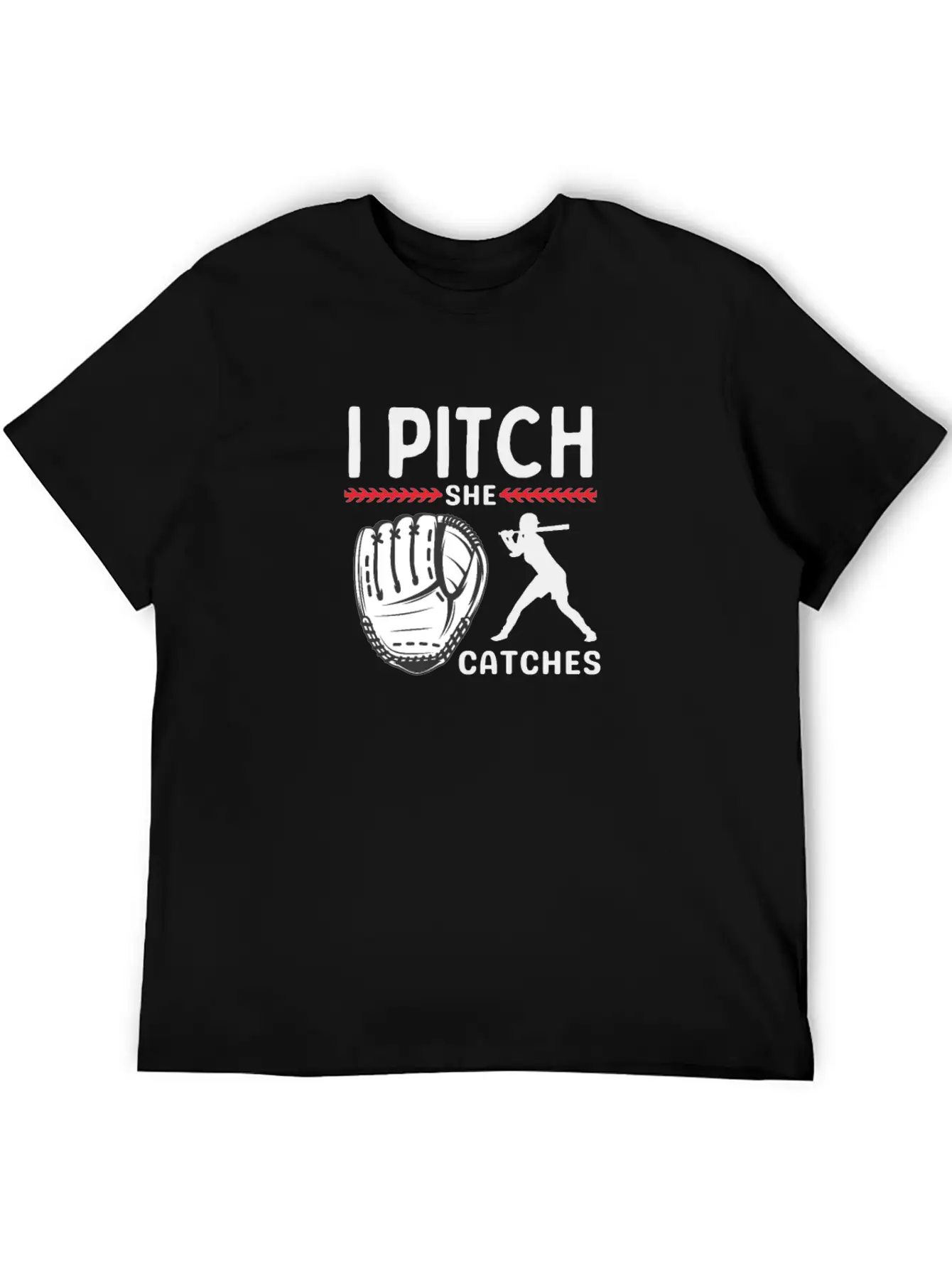I Pitch She Catches Baseball Funny Sports Unisex Short Sleeve Soft Cotton T-Shirt – Casual Everyday Wear