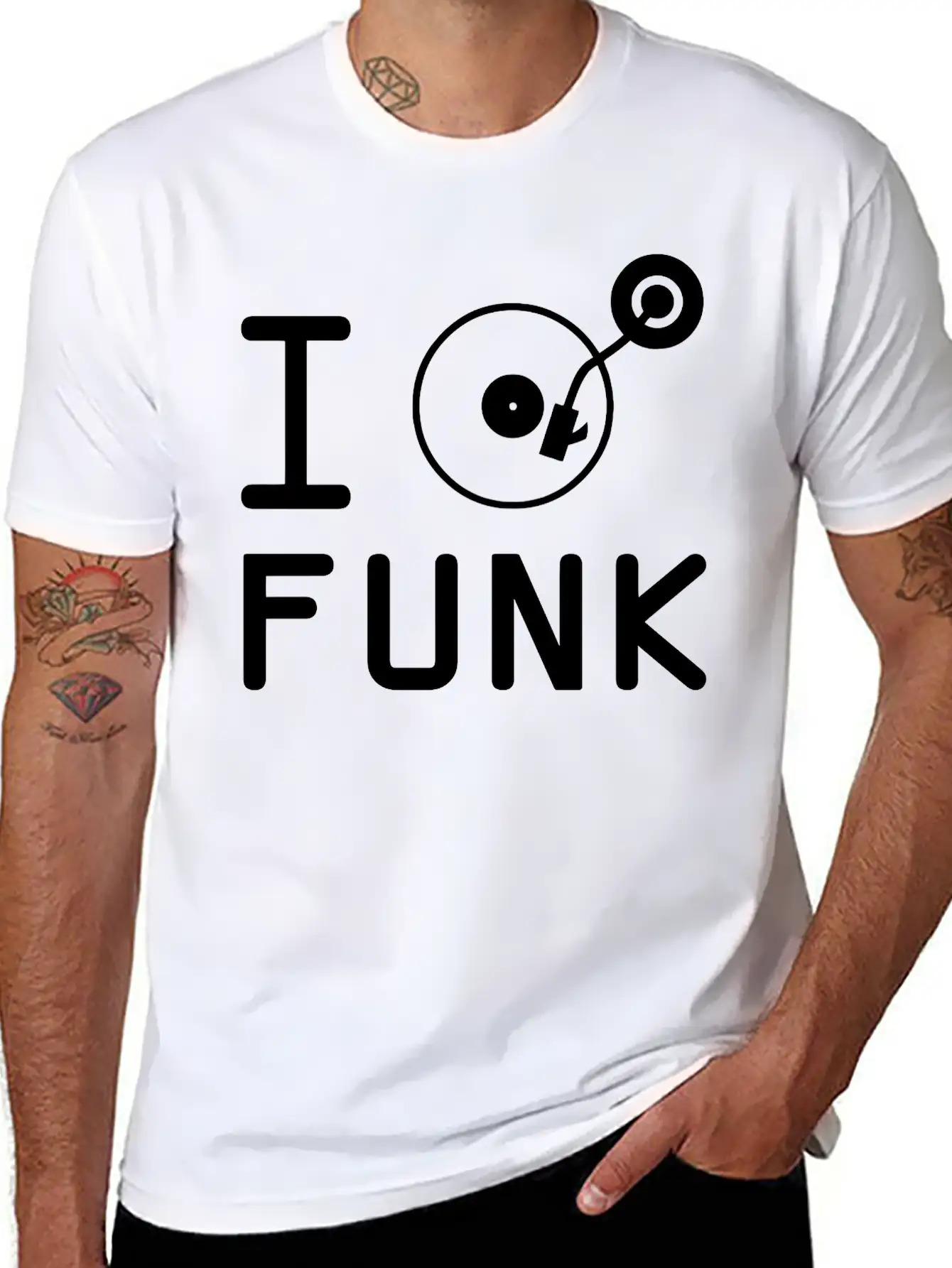 I Play Funk / I Love Funk / DJ Vinyl Essential Cotton Tee For Daily Outfits – Unisex Style