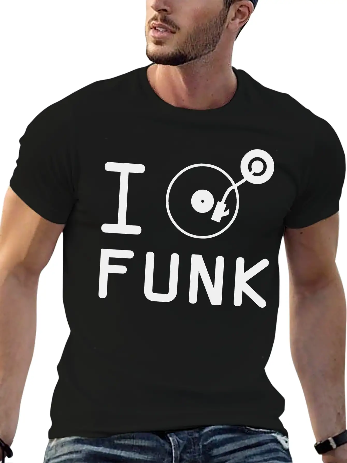 I Play Funk / I Love Funk / DJ Vinyl Essential Cotton Tee For Daily Outfits – Unisex Style