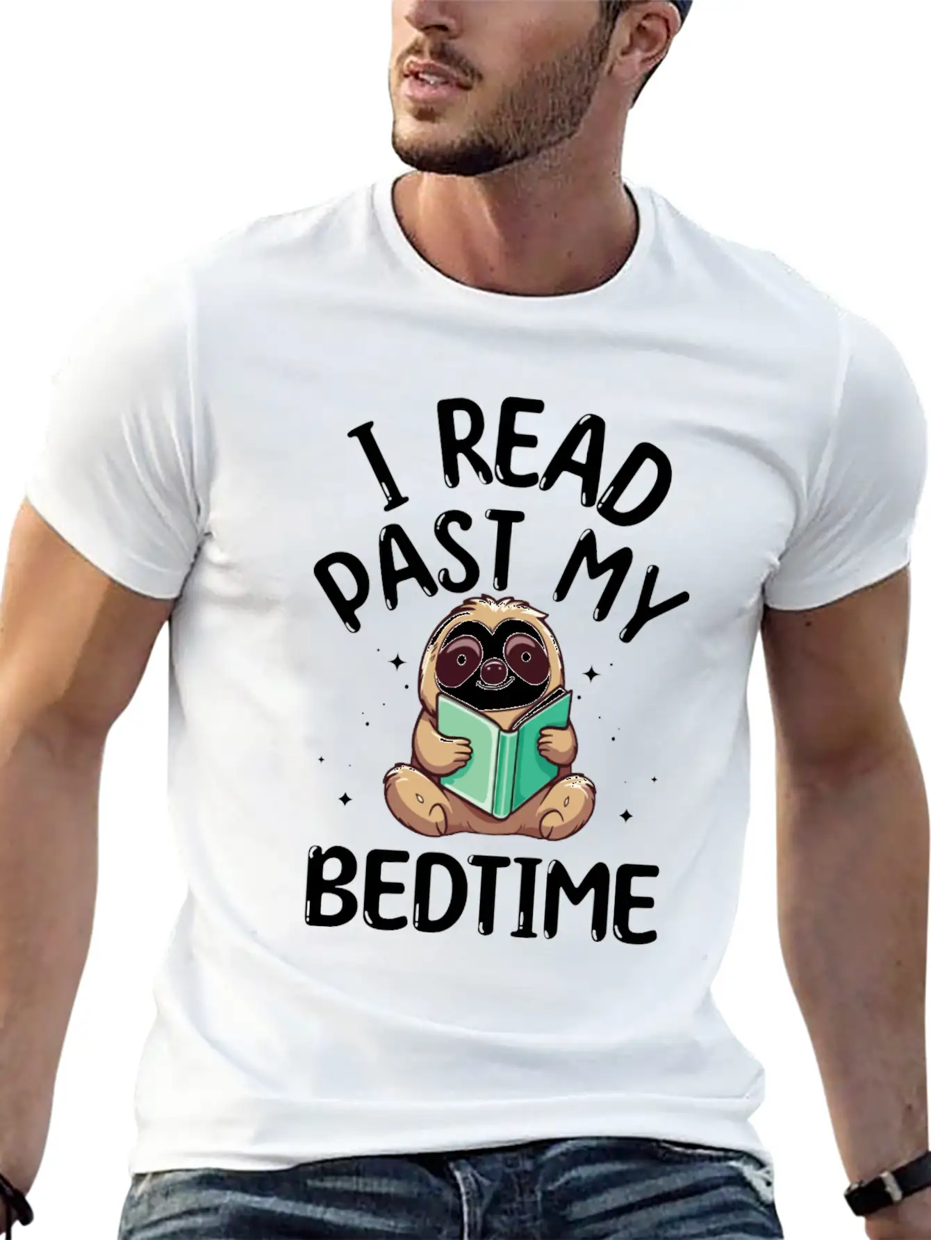 I Read Past My Bedtime Reading Sloth Unisex Casual T-Shirt – Clean Design For Daily Comfort