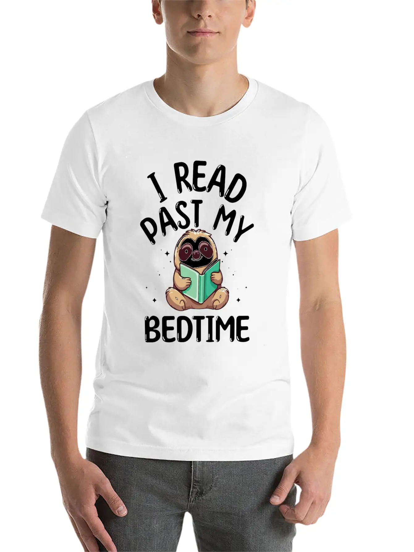 I Read Past My Bedtime Reading Sloth Unisex Casual T-Shirt – Clean Design For Daily Comfort