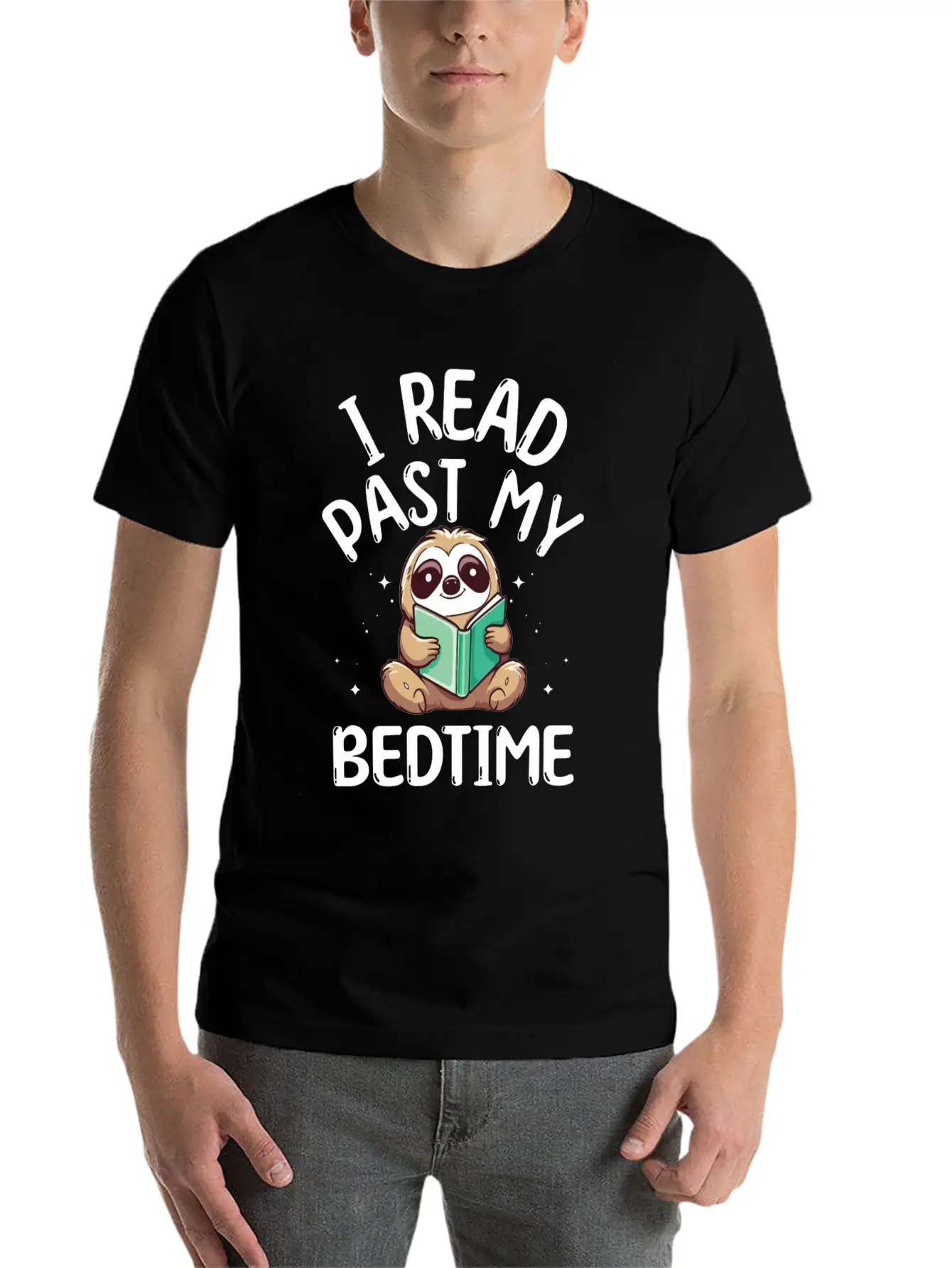 I Read Past My Bedtime Reading Sloth Unisex Casual T-Shirt – Clean Design For Daily Comfort
