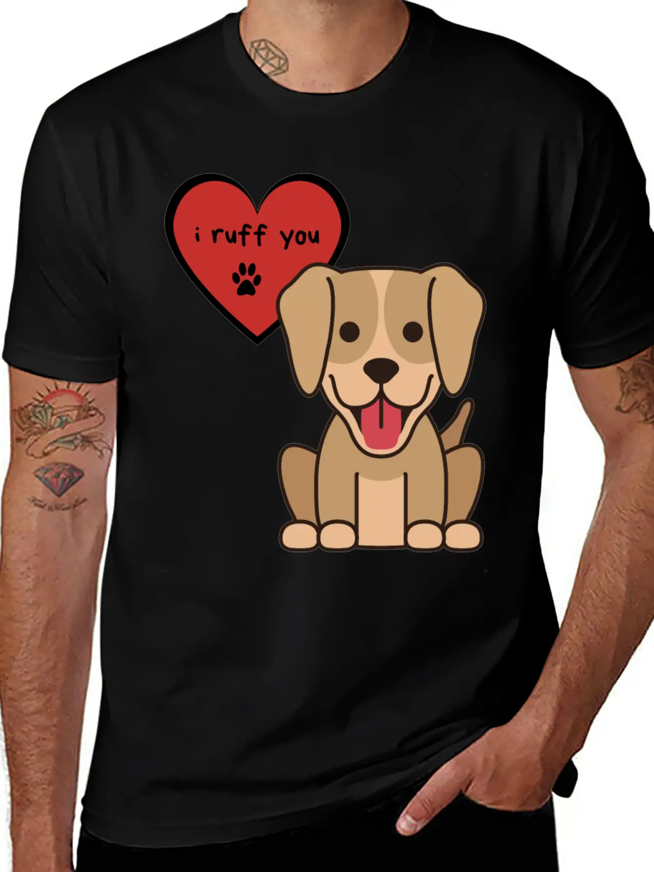 I Ruff You, Cute Labrador Retriever Puppy Unisex Short Sleeve Soft Cotton T-Shirt – Casual Everyday Wear