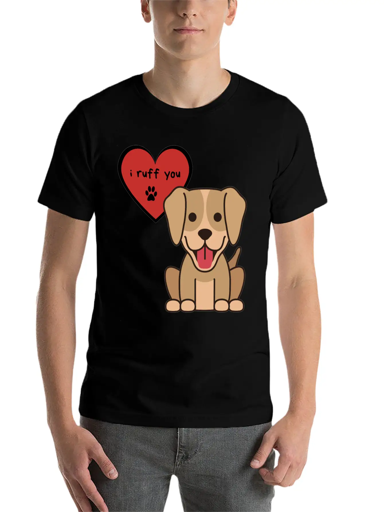 I Ruff You, Cute Labrador Retriever Puppy Unisex Short Sleeve Soft Cotton T-Shirt – Casual Everyday Wear