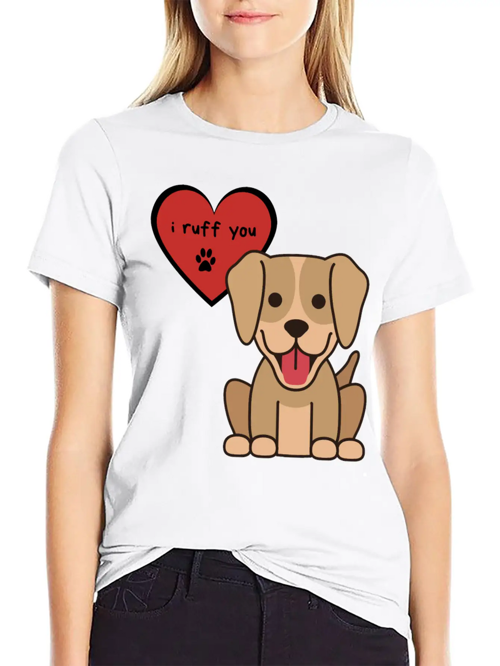I Ruff You, Cute Labrador Retriever Puppy Unisex Short Sleeve Soft Cotton T-Shirt – Casual Everyday Wear