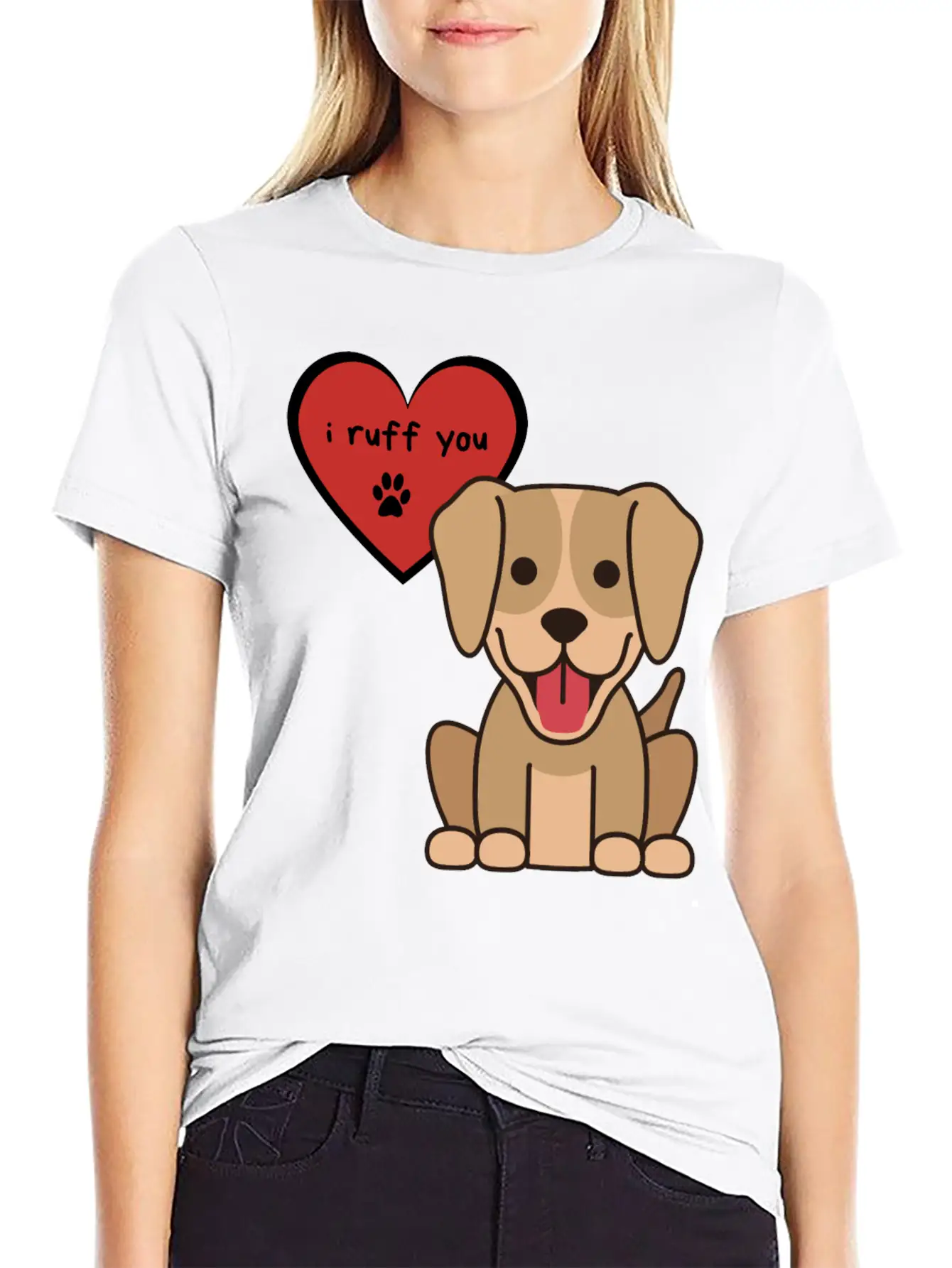I Ruff You, Cute Labrador Retriever Puppy Unisex Short Sleeve Soft Cotton T-Shirt – Casual Everyday Wear