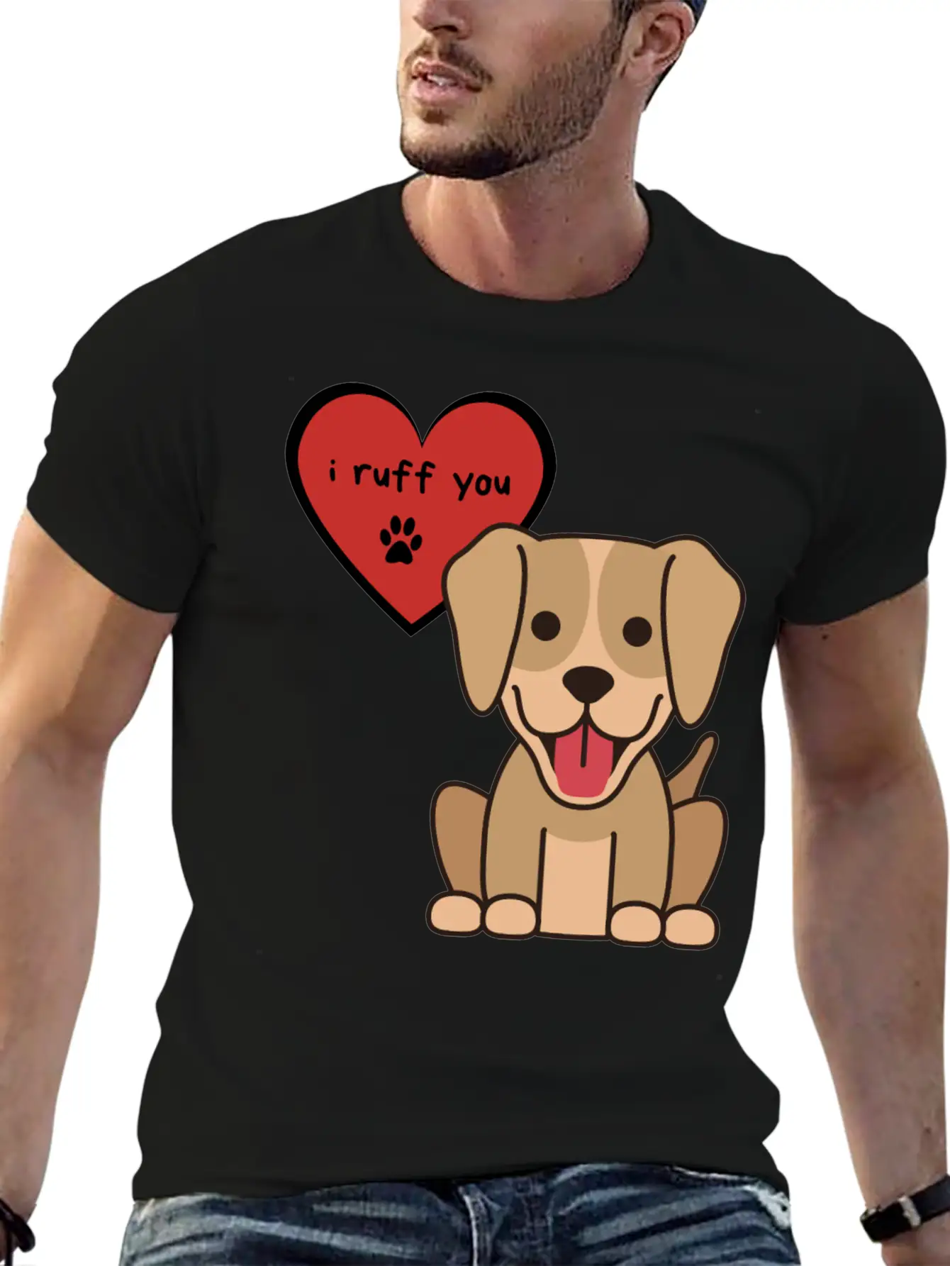 I Ruff You, Cute Labrador Retriever Puppy Unisex Short Sleeve Soft Cotton T-Shirt – Casual Everyday Wear