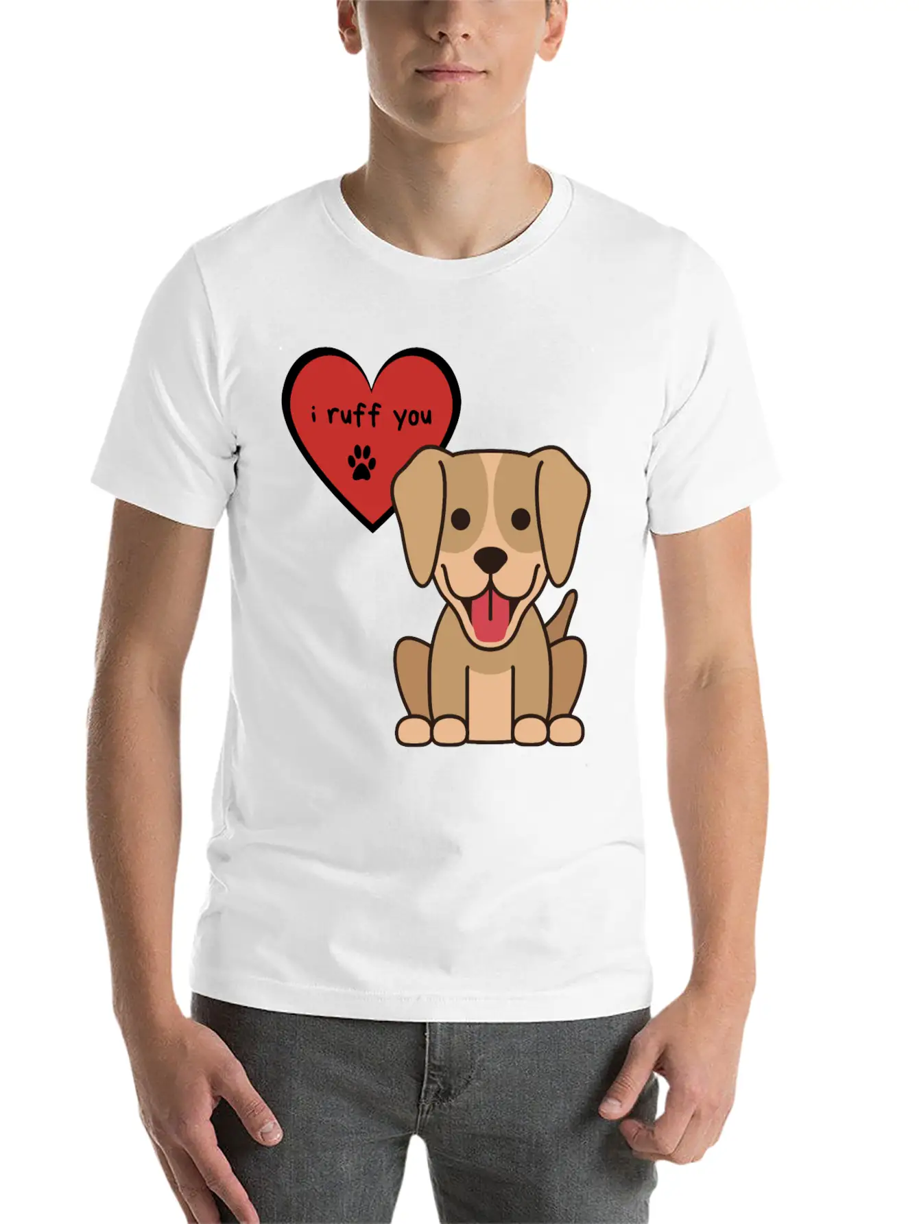 I Ruff You, Cute Labrador Retriever Puppy Unisex Short Sleeve Soft Cotton T-Shirt – Casual Everyday Wear