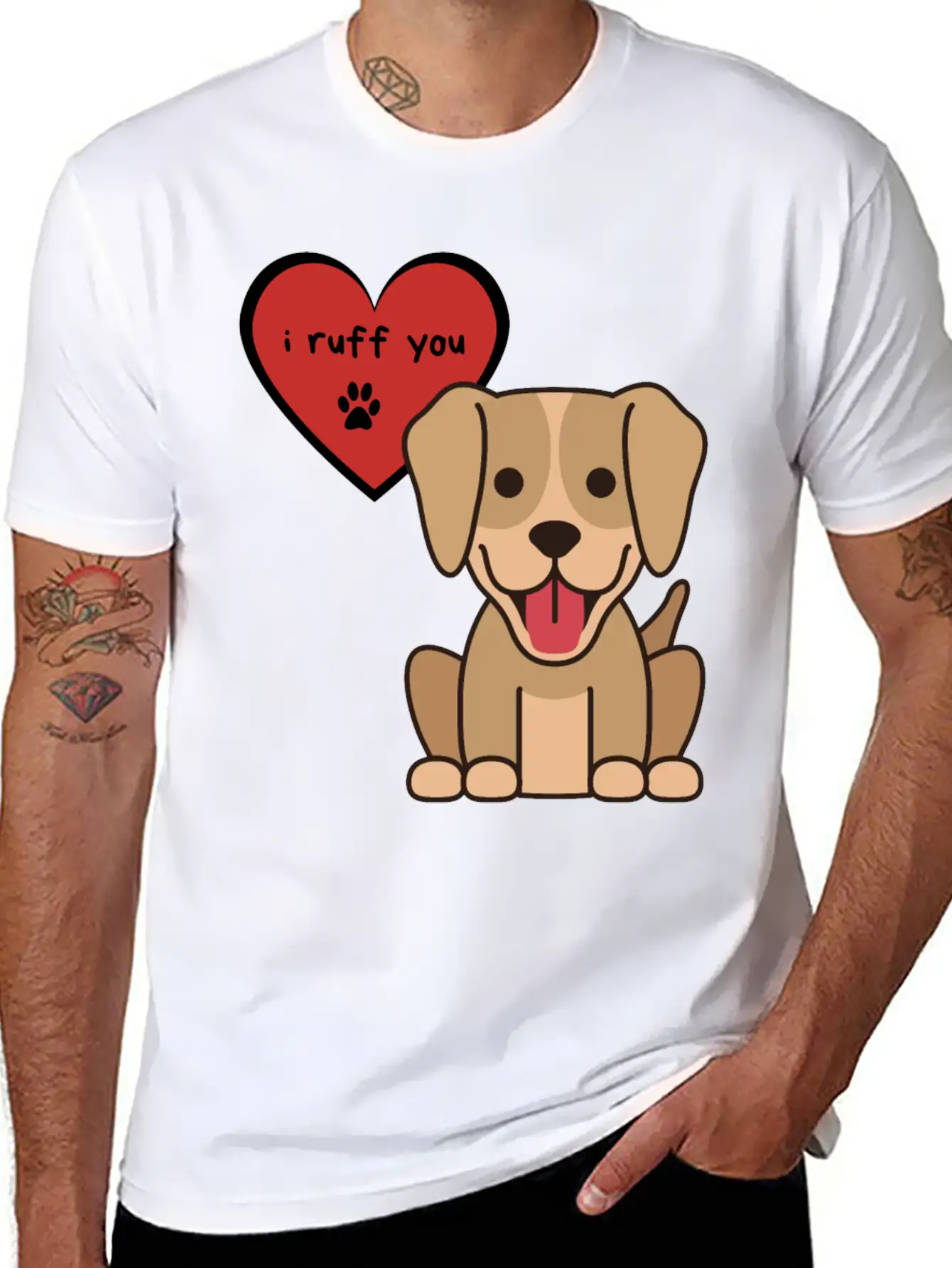 I Ruff You, Cute Labrador Retriever Puppy Unisex Short Sleeve Soft Cotton T-Shirt – Casual Everyday Wear