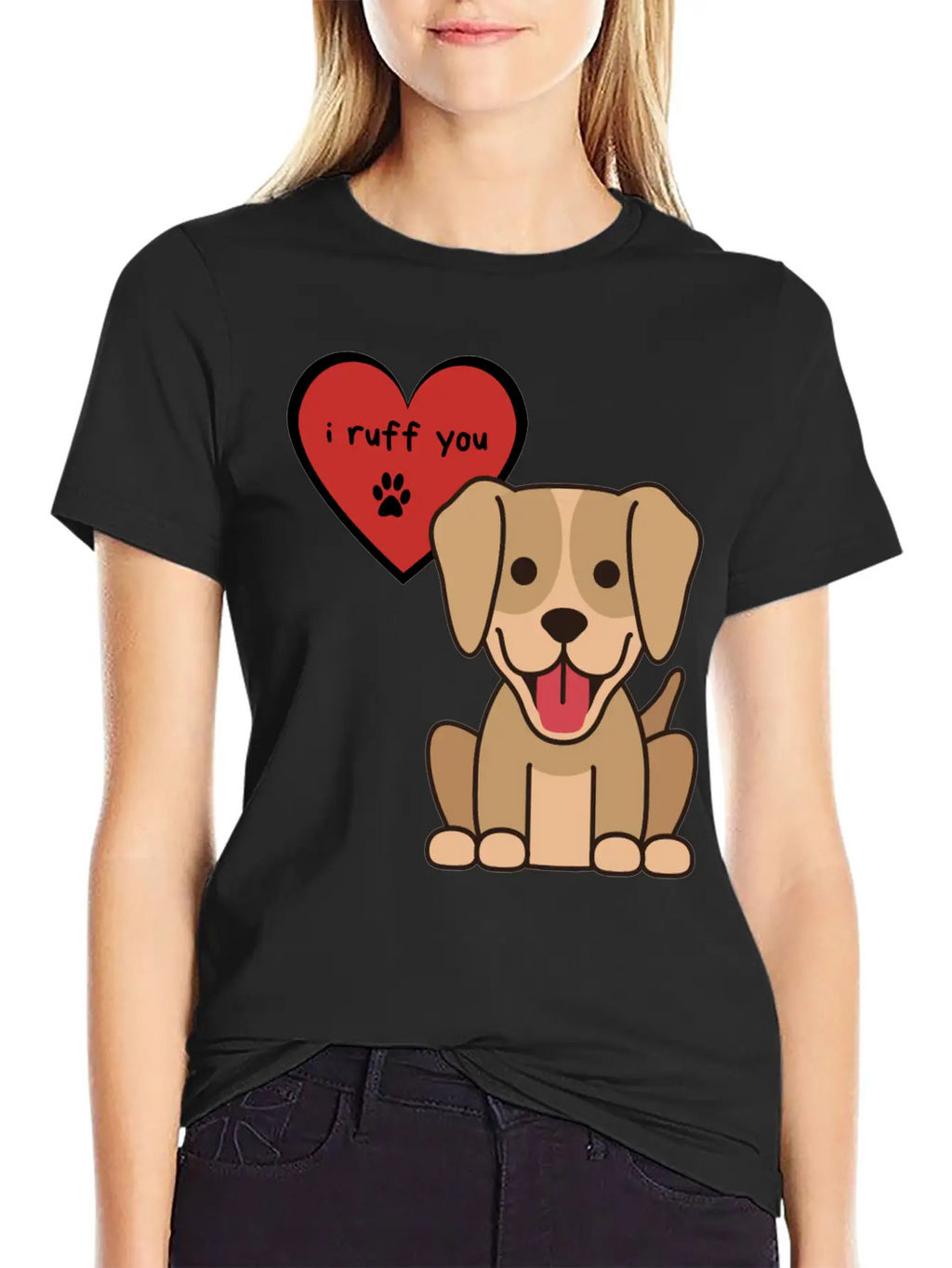 I Ruff You, Cute Labrador Retriever Puppy Unisex Short Sleeve Soft Cotton T-Shirt – Casual Everyday Wear