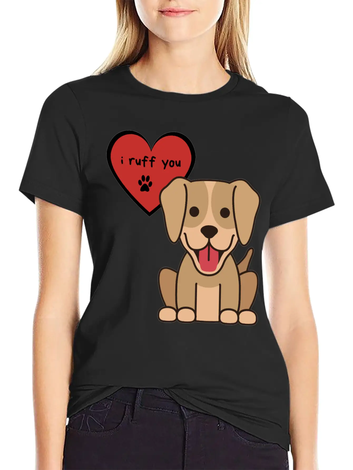I Ruff You, Cute Labrador Retriever Puppy Unisex Short Sleeve Soft Cotton T-Shirt – Casual Everyday Wear