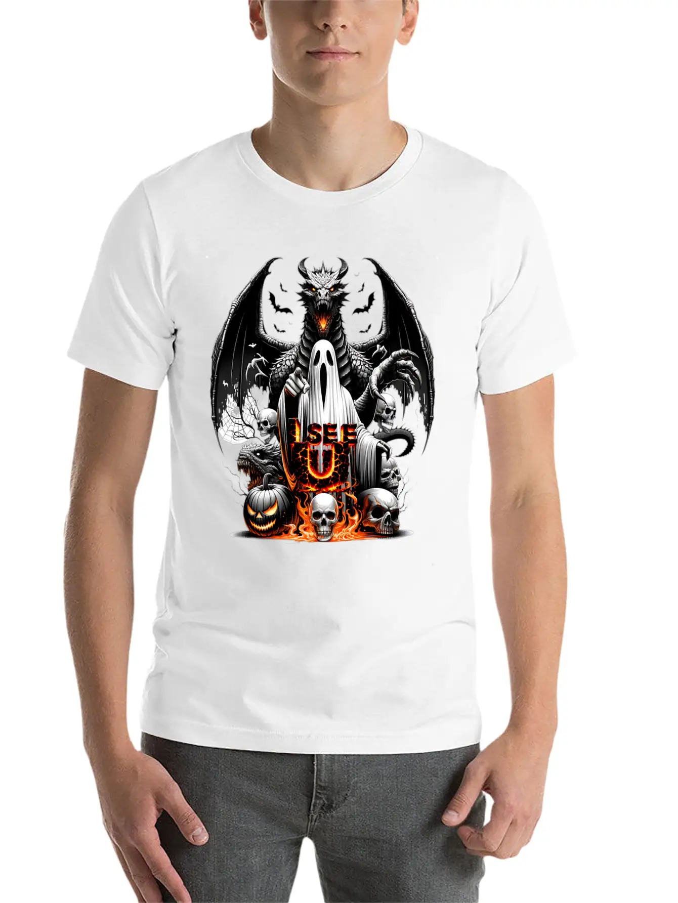 I See U On This Halloween Essential Cotton Tee For Daily Outfits – Unisex Style