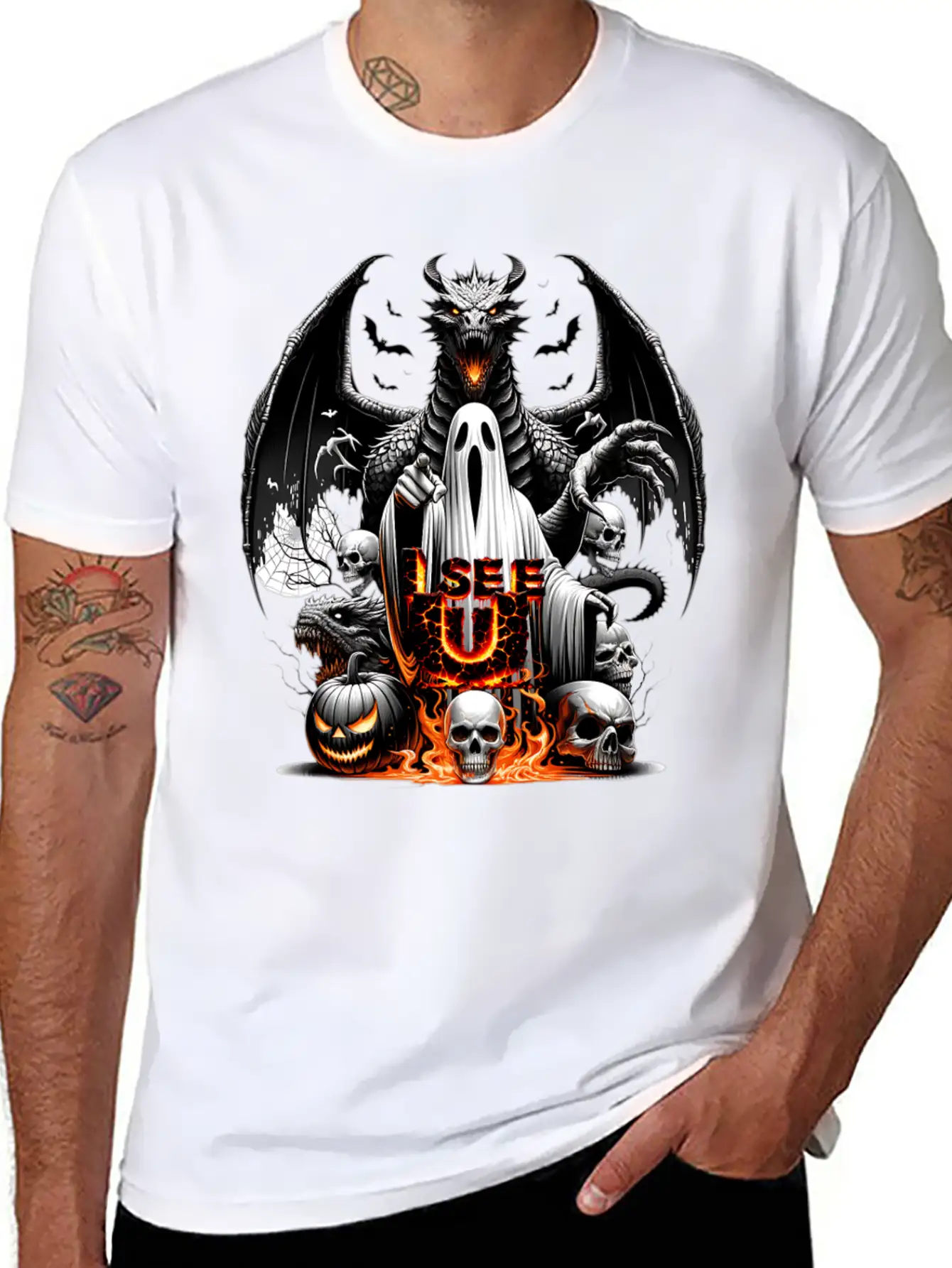 I See U On This Halloween Essential Cotton Tee For Daily Outfits – Unisex Style